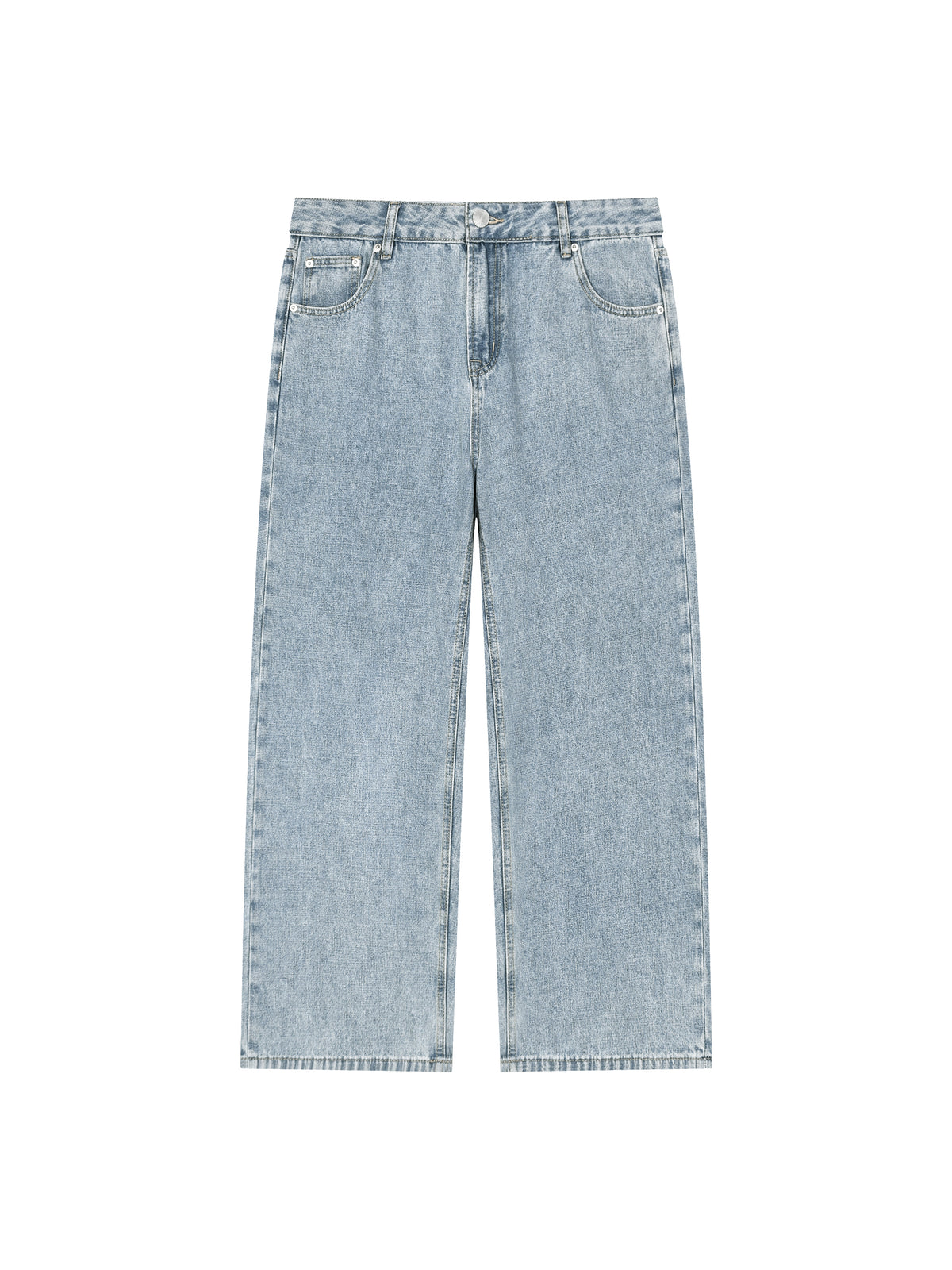 Jeansy Vintage Wash Straight Leg – Nowrocky™ — jeansy na modelu, cała sylwetka