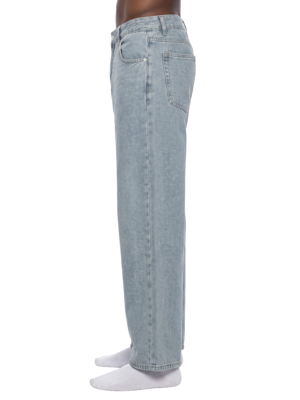Jeansy Vintage Wash Straight Leg – Nowrocky™ — pasek i szlufki w zbliżeniu