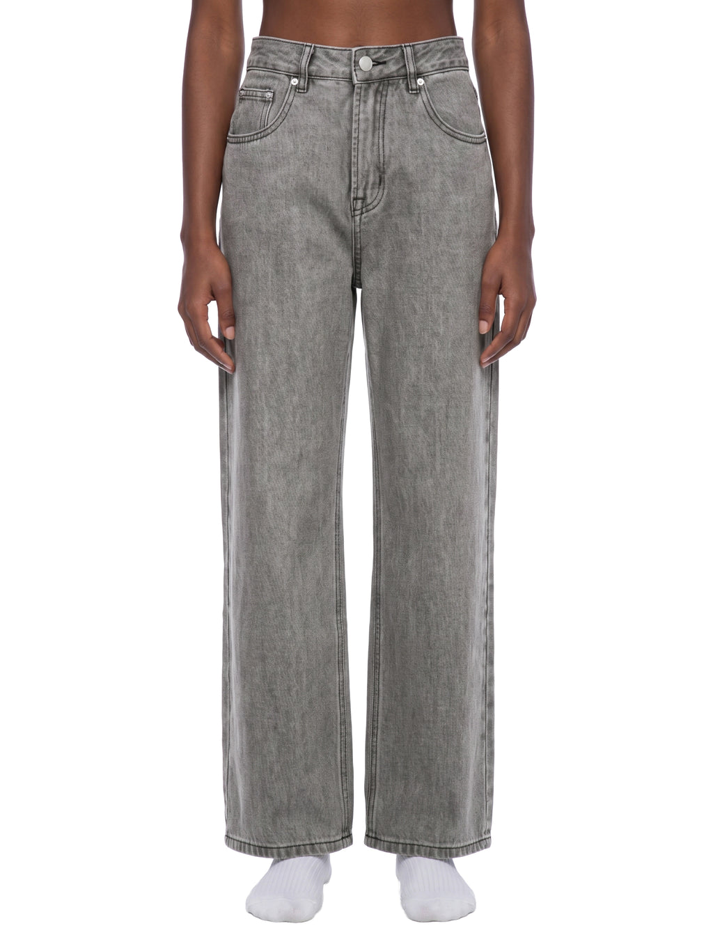 Jeansy Vintage Wash Straight Leg – Nowrocky™ — dół nogawki i szew