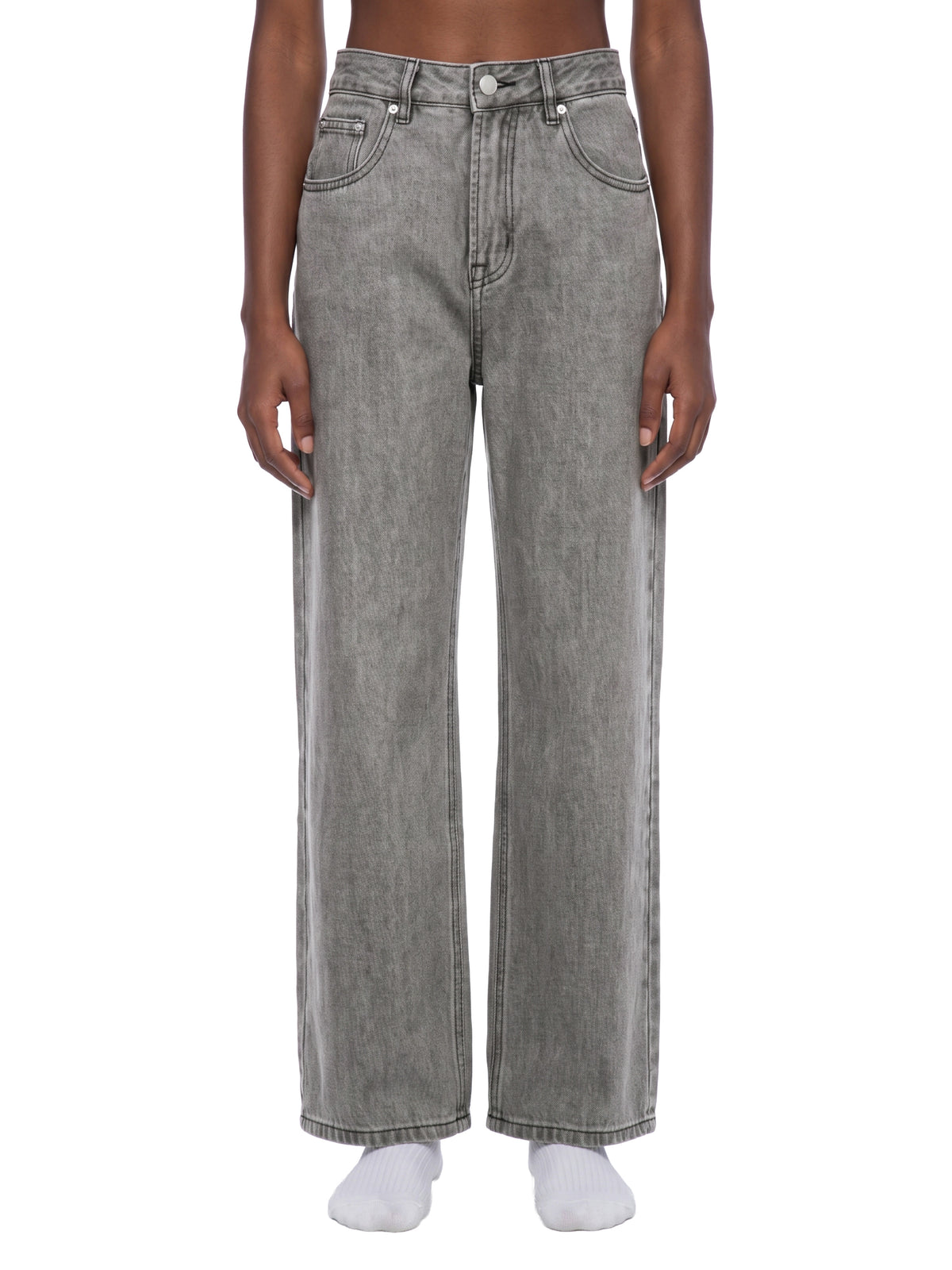 Jeansy Vintage Wash Straight Leg – Nowrocky™ — dół nogawki i szew
