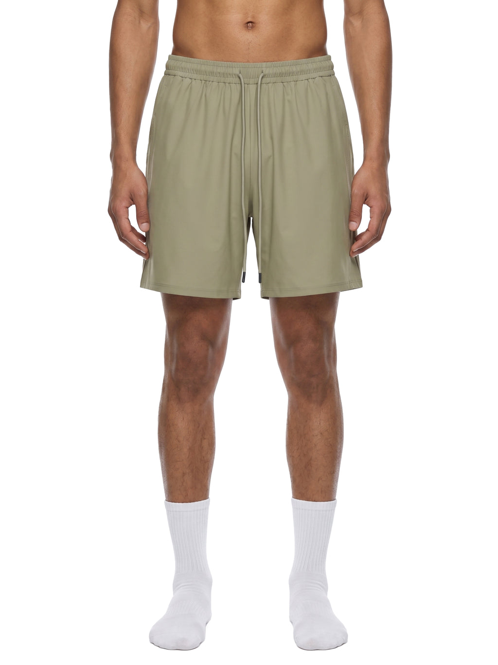 Szorty Drawstring Loose – Nowrocky™ — logo marki na nogawce, zbliżenie