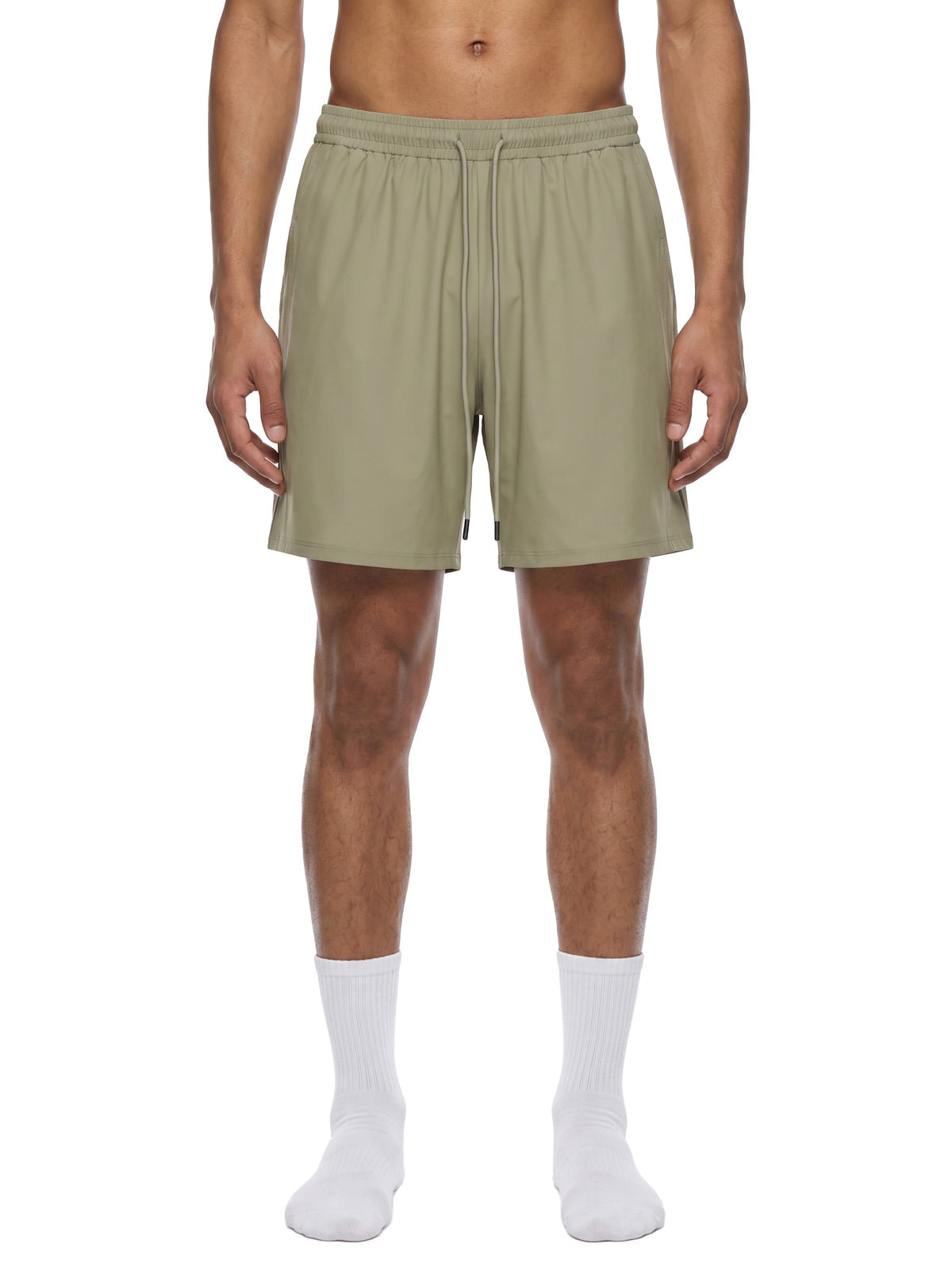 Szorty Drawstring Loose – Nowrocky™ — logo marki na nogawce, zbliżenie