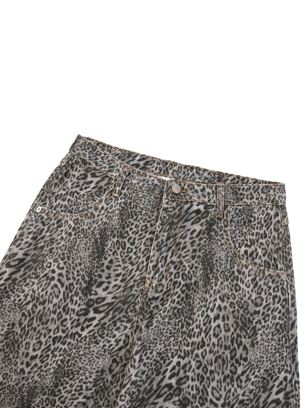 Jeansy Leopard Vintage Wash Wide Leg – Nowrocky™ — zestawienie brązu i czerni we wzorze