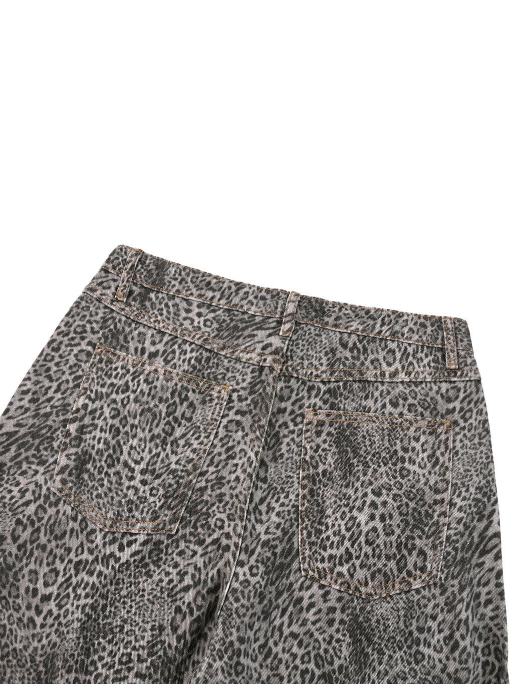 Jeansy Leopard Vintage Wash Wide Leg – Nowrocky™ — szew krokowy z bliska