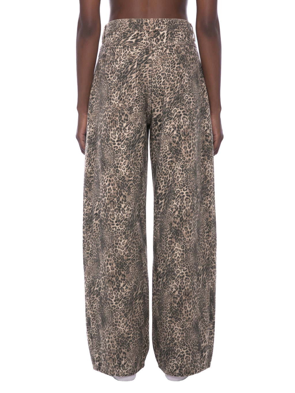 Jeansy Leopard Vintage Wash Wide Leg – Nowrocky™ — faktura denimu w zbliżeniu