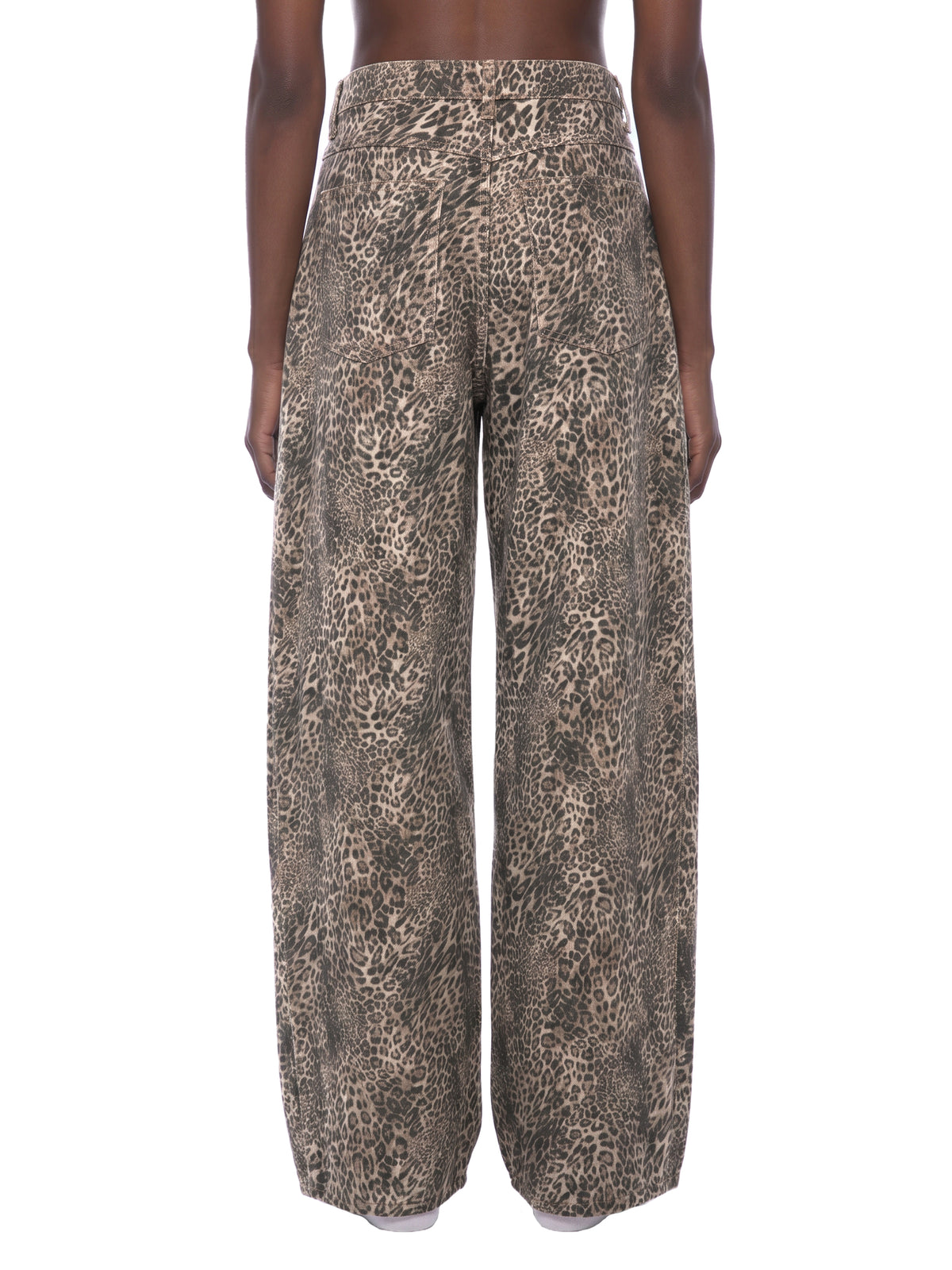 Jeansy Leopard Vintage Wash Wide Leg – Nowrocky™ — faktura denimu w zbliżeniu