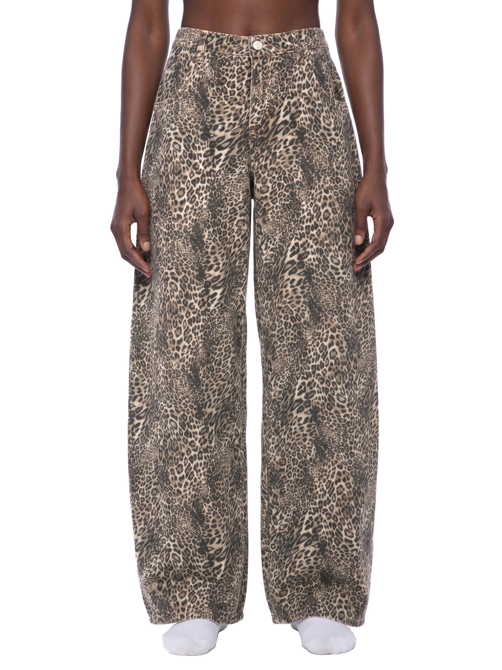 Jeansy Leopard Vintage Wash Wide Leg – Nowrocky™ — dół nogawki i szew
