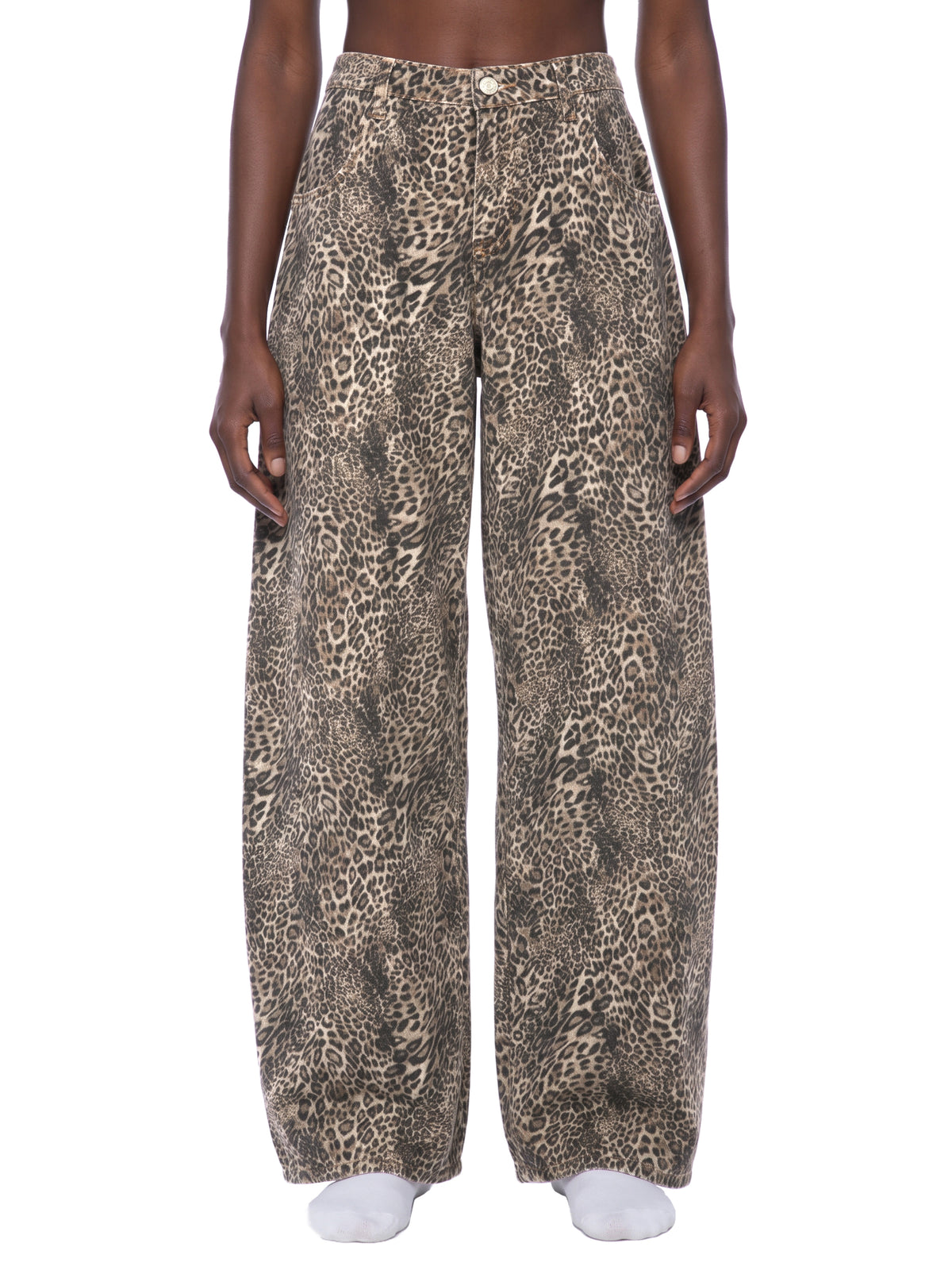 Jeansy Leopard Vintage Wash Wide Leg – Nowrocky™ — dół nogawki i szew