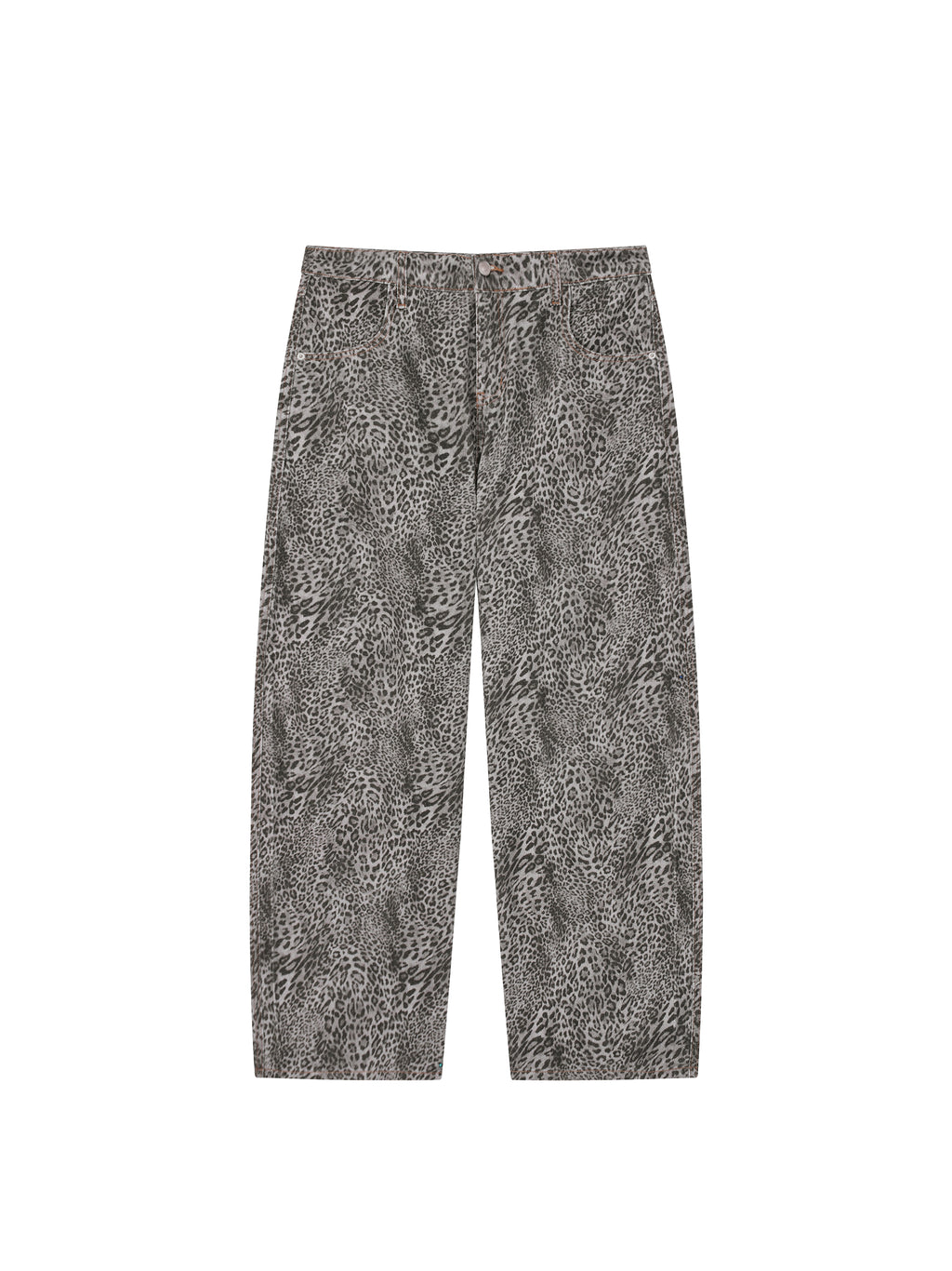 Jeansy Leopard Vintage Wash Wide Leg – Nowrocky™ — jeansy w panterkę na modelu, sylwetka