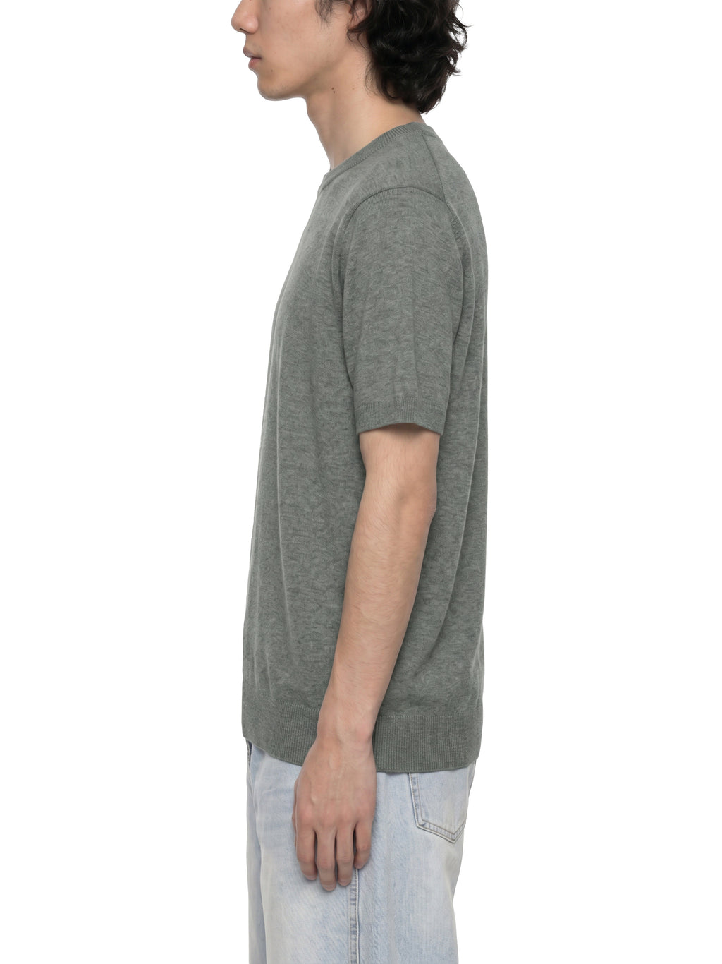 T-shirt Dziany Crewneck – Nowrocky™ — odcień dzianiny w zbliżeniu
