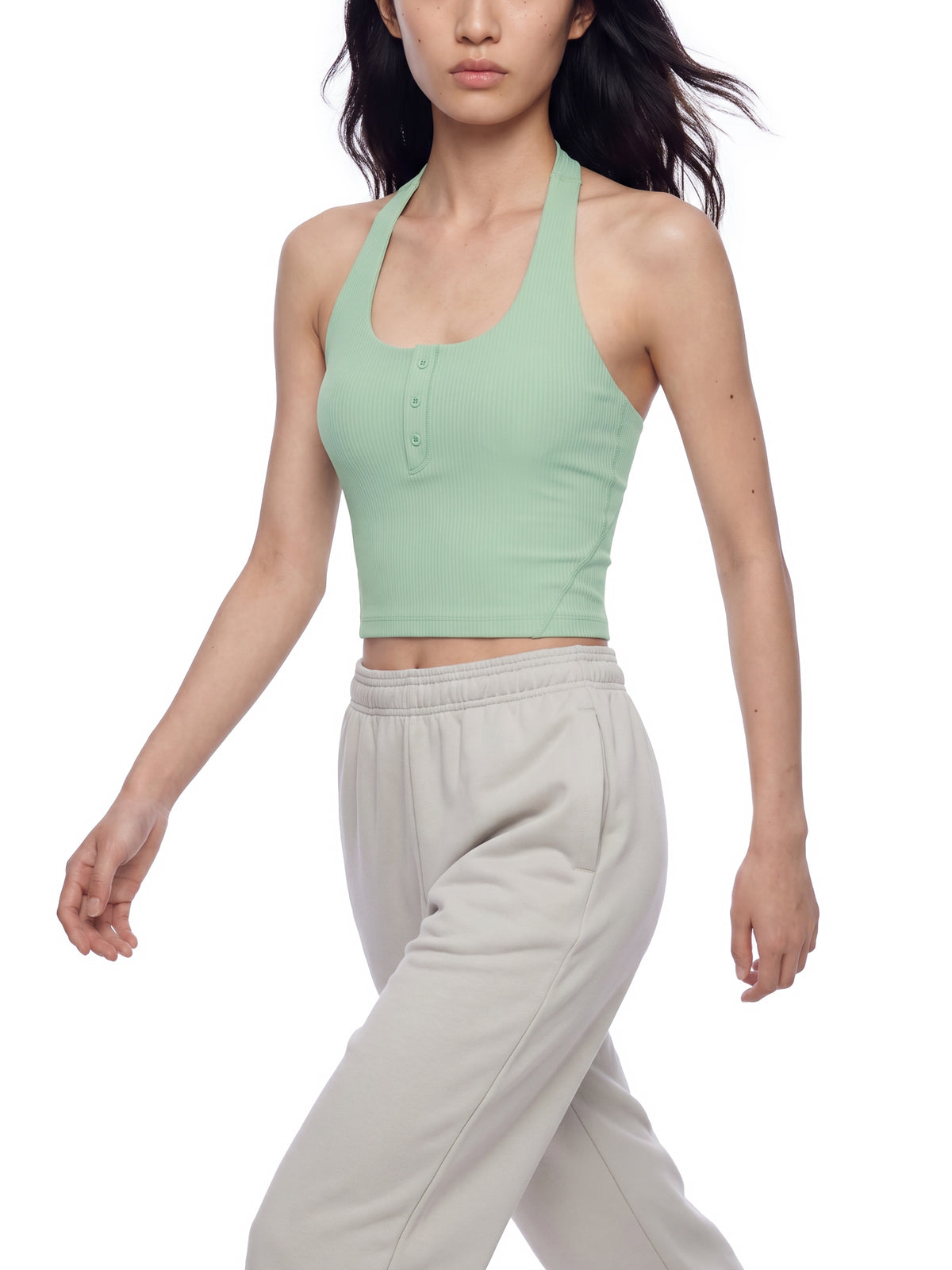 Tank Top Halter Crop – Nowrocky™ — detal szwu bocznego