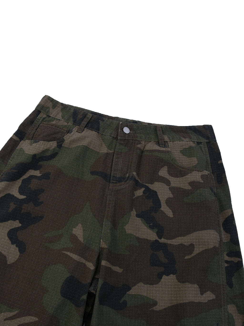 Spodnie Camo Barrel Leg – Nowrocky™ — dół nogawki i szew