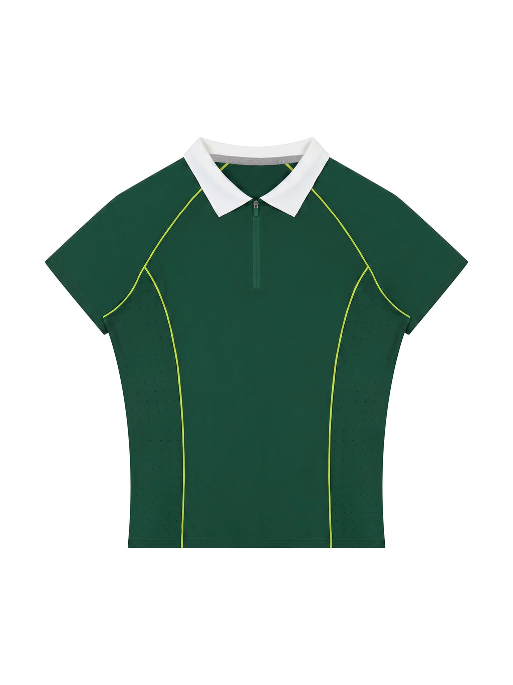 Polo Damskie Quarter-Zip Contrast Collar – Nowrocky™ — stylizacja uliczna ze spódniczką tenisową
