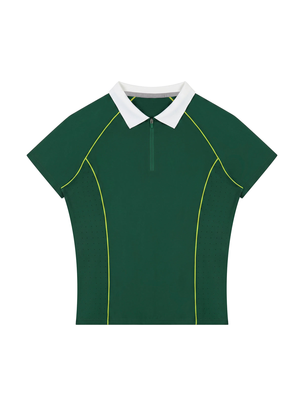 Polo Damskie Quarter-Zip Contrast Collar – Nowrocky™ — stylizacja uliczna ze spódniczką tenisową