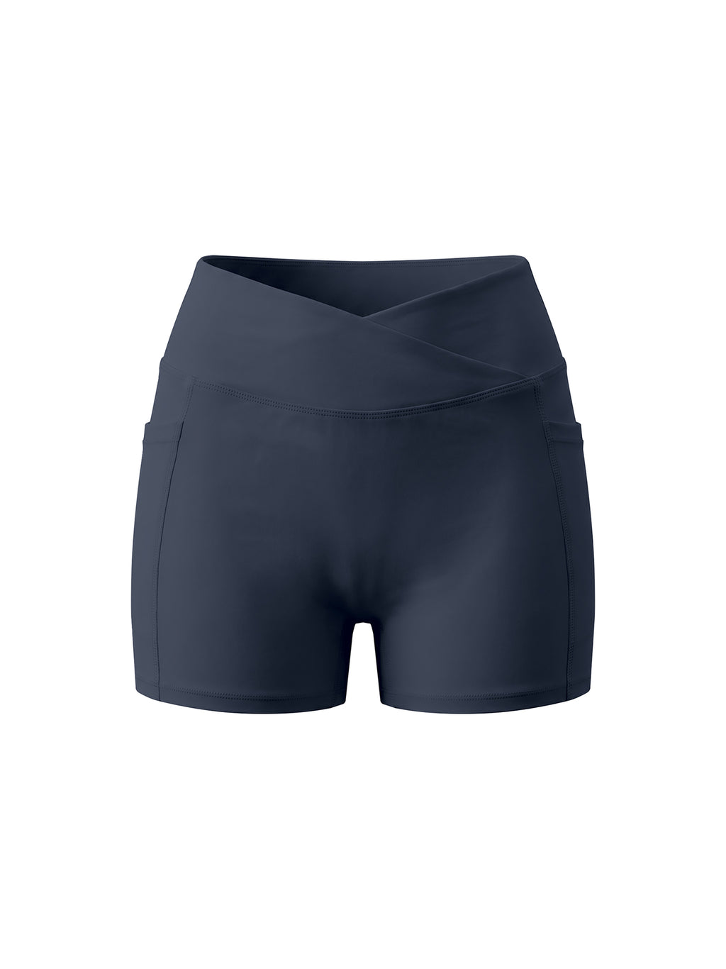 Szorty Treningowe High Waist z Kieszeniami – Nowrocky™ — logo marki na nogawce