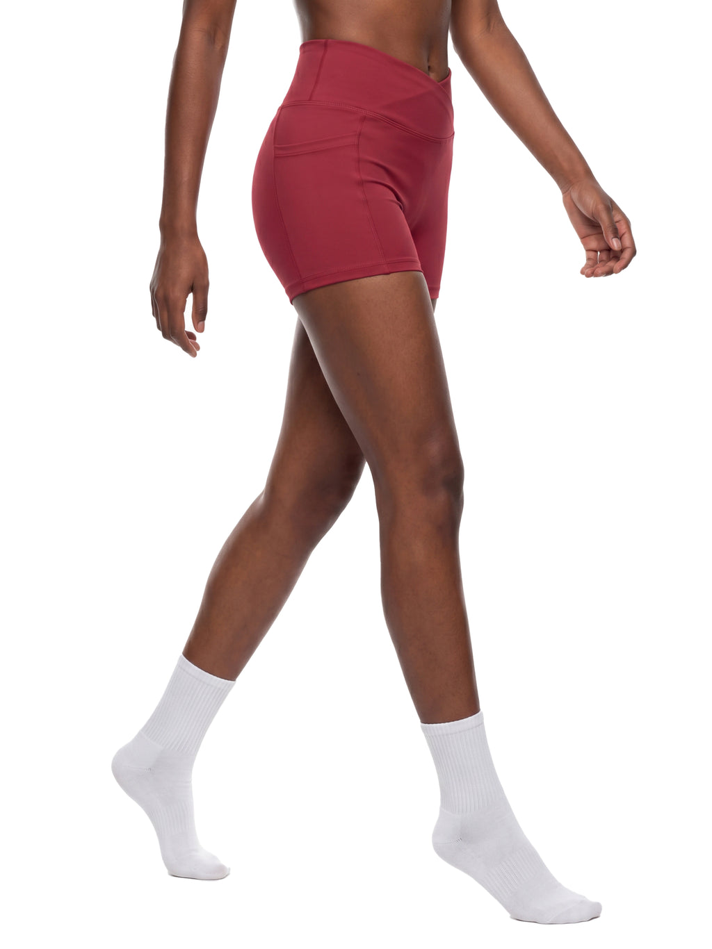 Szorty Treningowe High Waist z Kieszeniami – Nowrocky™ — widok na wieszaku, wykrój