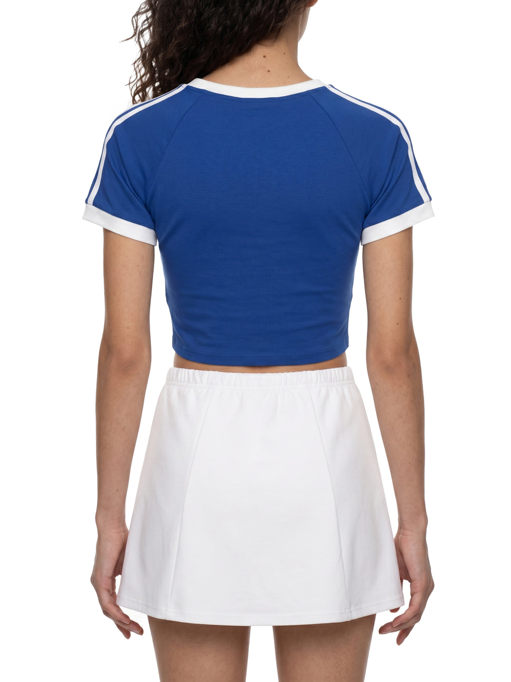 T-shirt Damski Raglan Crop Contrast Tape – Nowrocky™ — kadr do pasa od przodu
