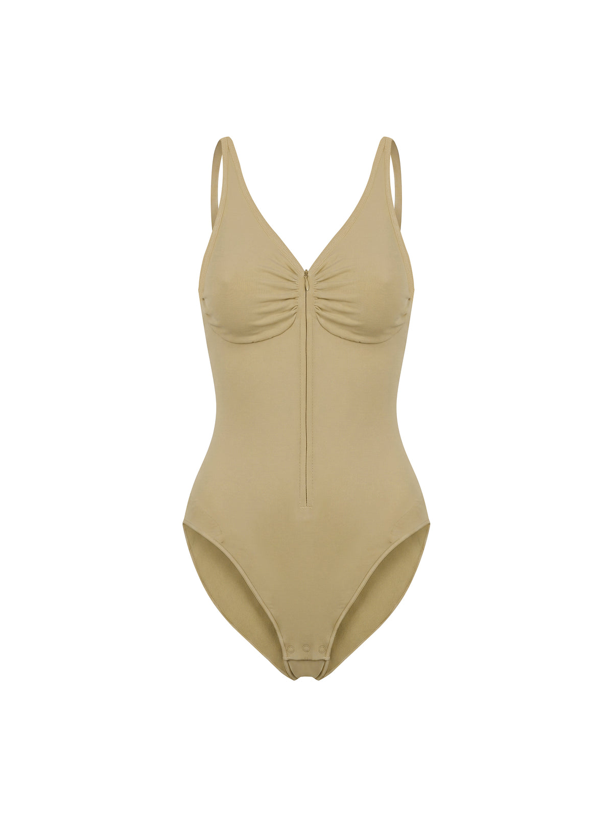 Body Full-Zip Ruched – Nowrocky™ — krótkie nogawki i szew boczny w zbliżeniu