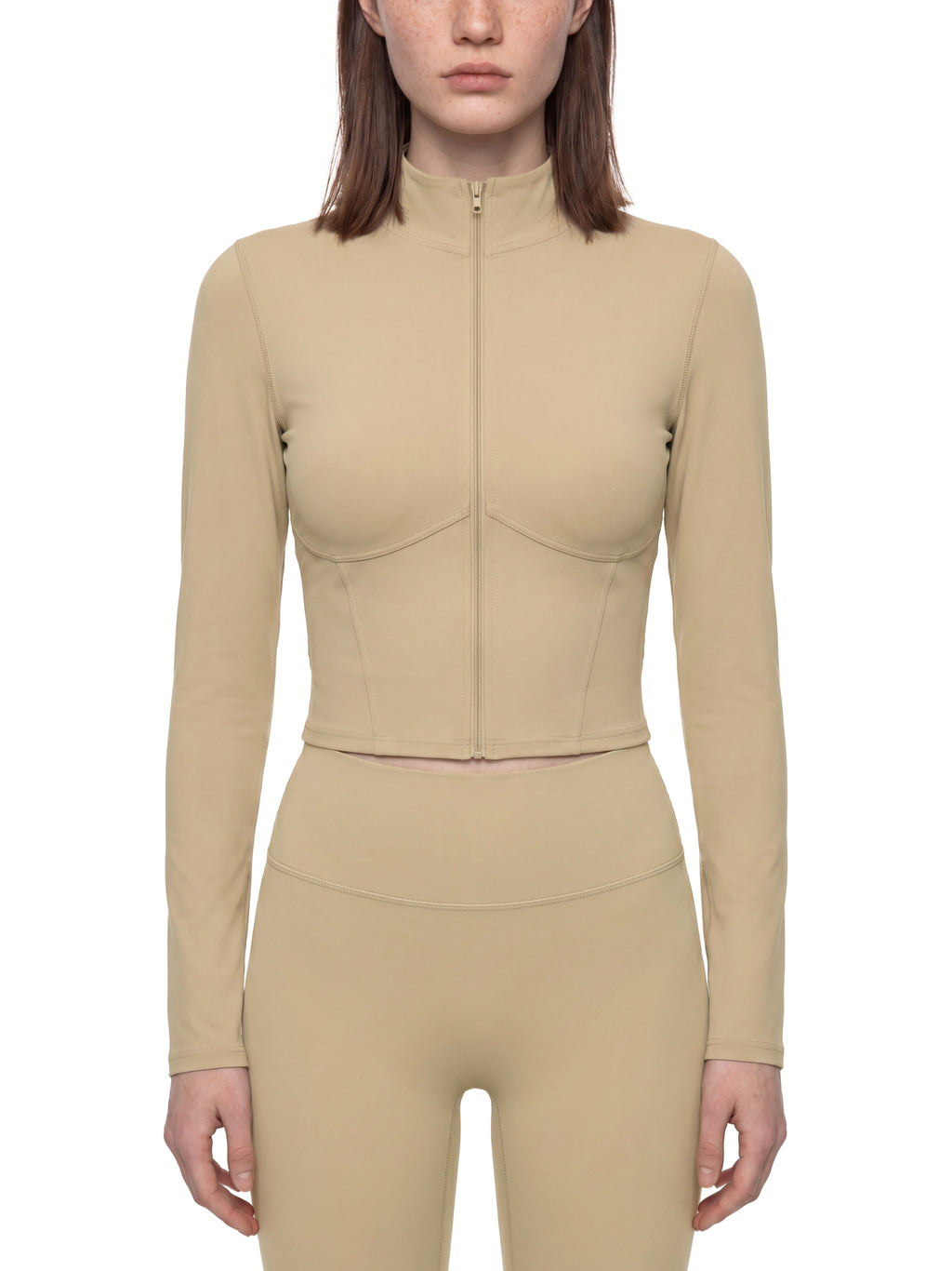 Kurtka Cropped Full-Zip Stójka – Nowrocky™ — ujęcie z profilu, krótki krój