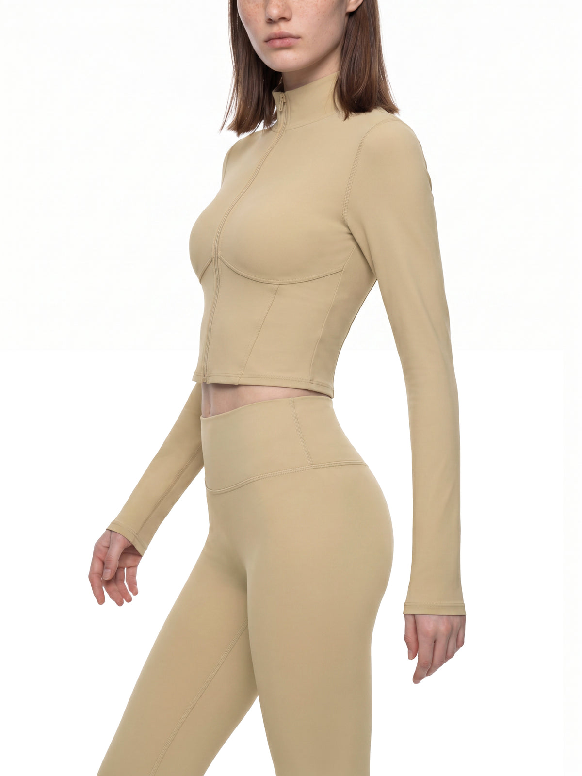 Kurtka Cropped Full-Zip Stójka – Nowrocky™ — kadr studyjny na jasnym tle