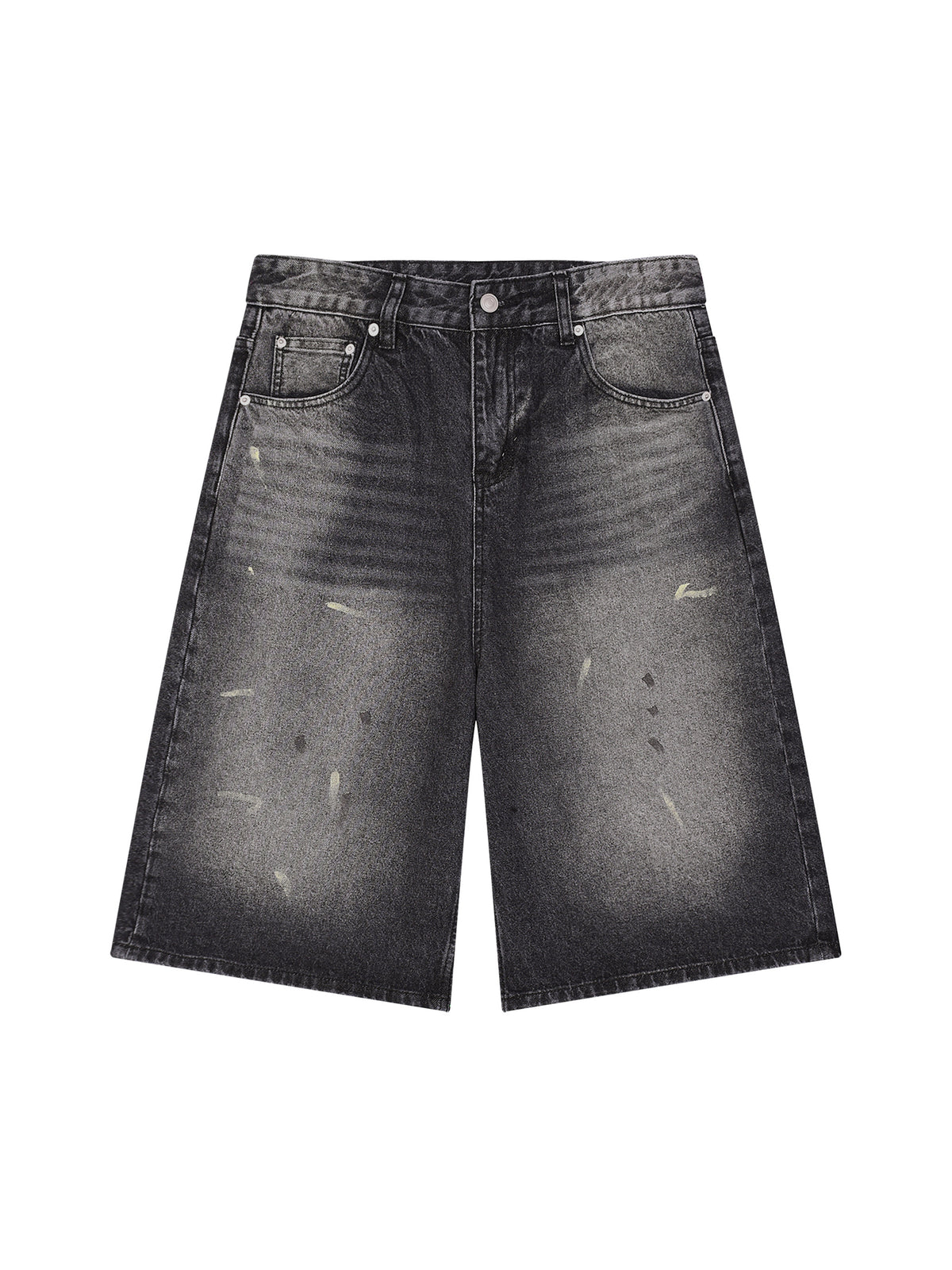 Szorty Jeansowe Vintage Wash Wide Leg – Nowrocky™ — szorty na modelu, cała sylwetka
