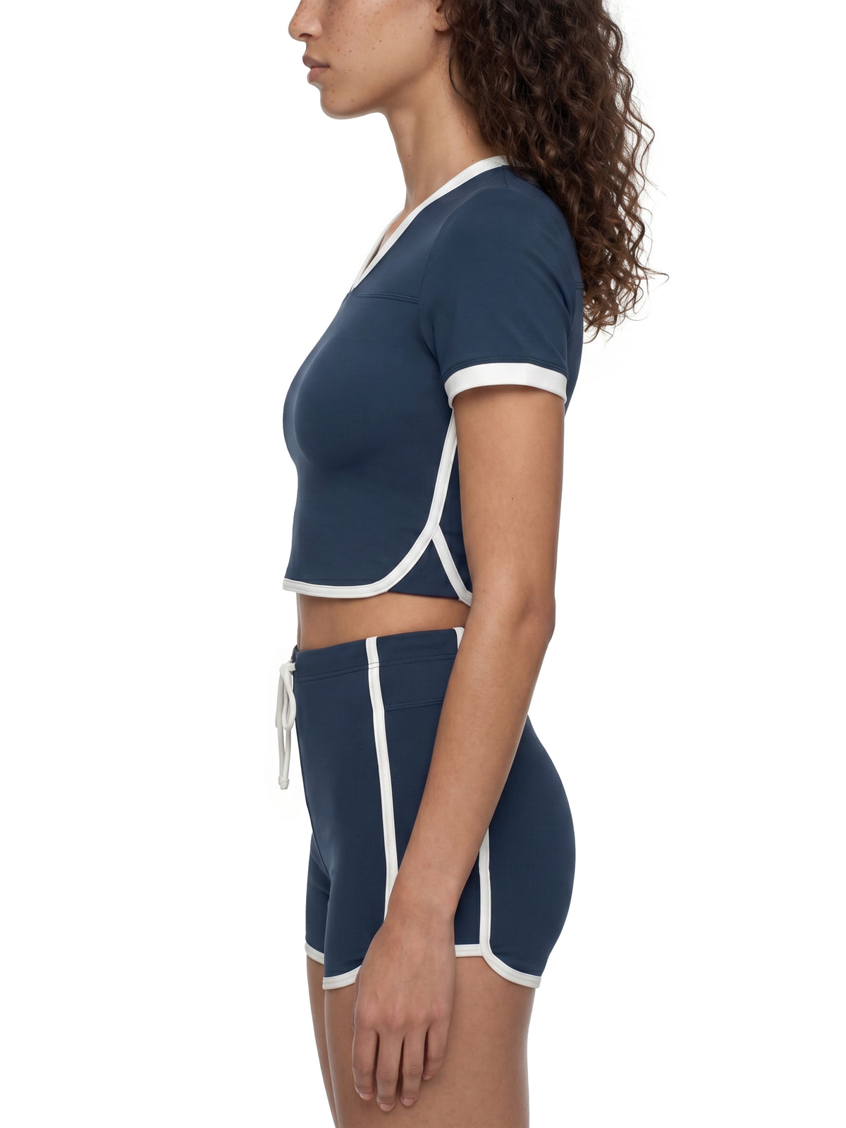 T-shirt Cropped Color Block – Nowrocky™ — faktura oddychającej dzianiny w zbliżeniu