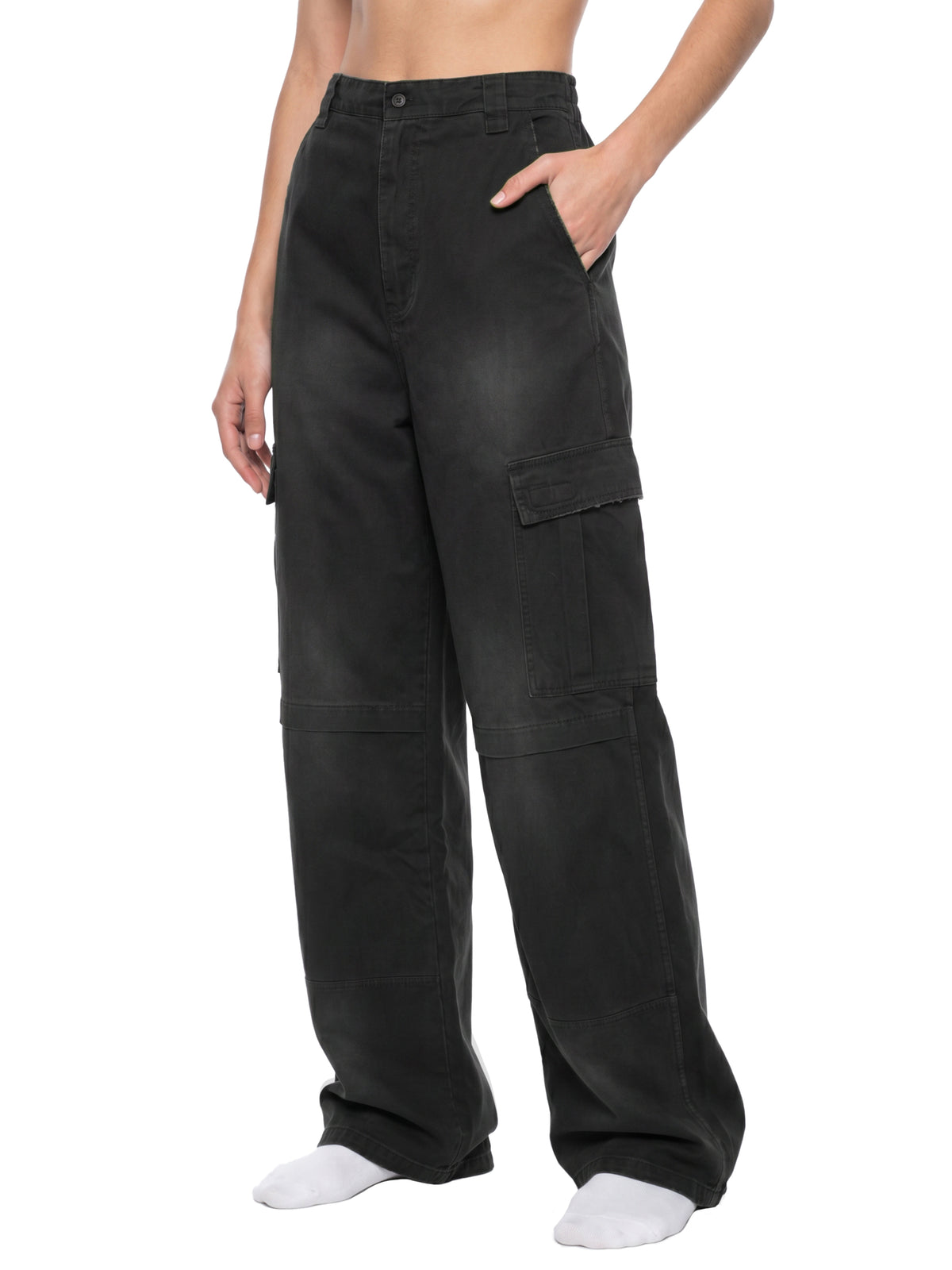 Spodnie Cargo Fleece Sunfade Wash – Nowrocky™ — faktura polaru w makro