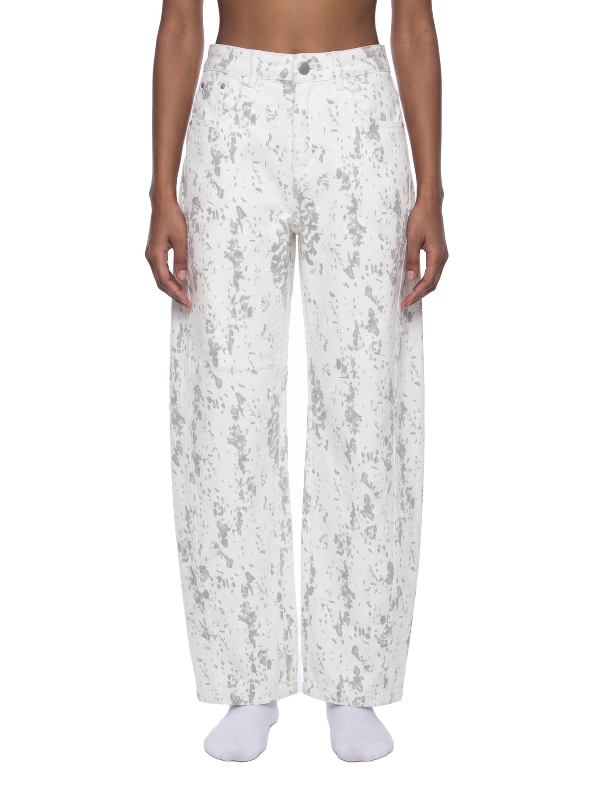 Jeansy Barrel Leg Splatter – Nowrocky™ — detal denimu i jego splotu