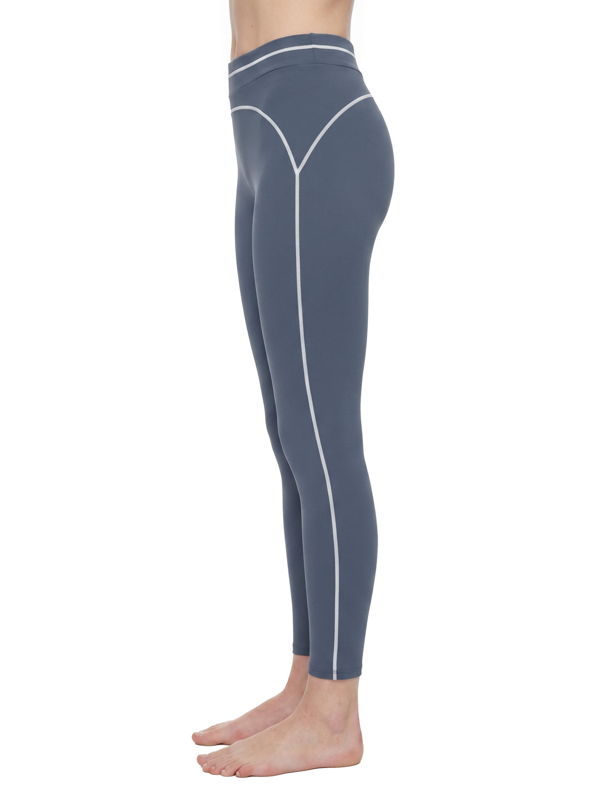 Legginsy Contrast Topstitch – Nowrocky™ — materiał w świetle studyjnym, połysk splotu