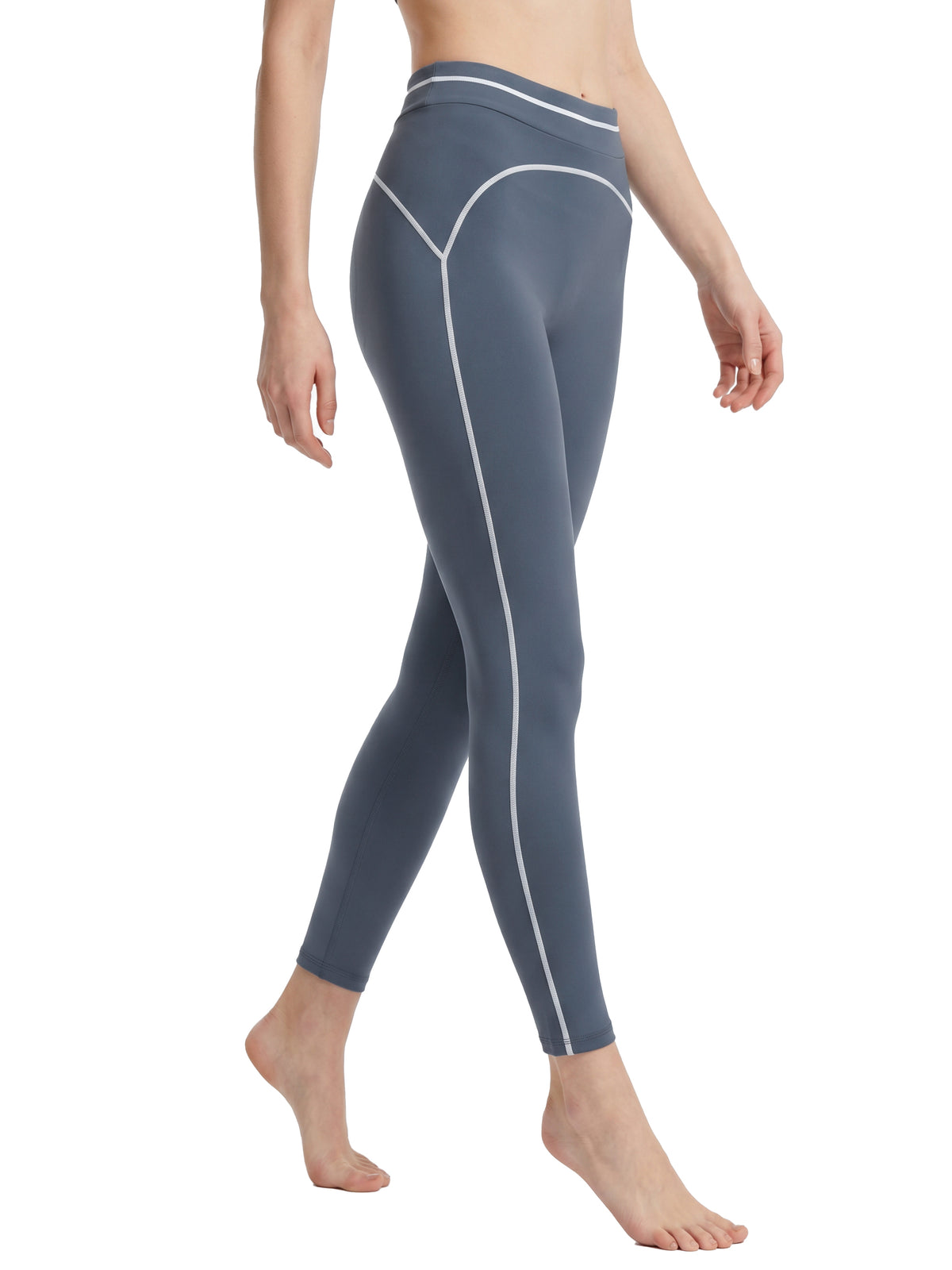 Legginsy Contrast Topstitch – Nowrocky™ — przeszycia na kolanie, zbliżenie