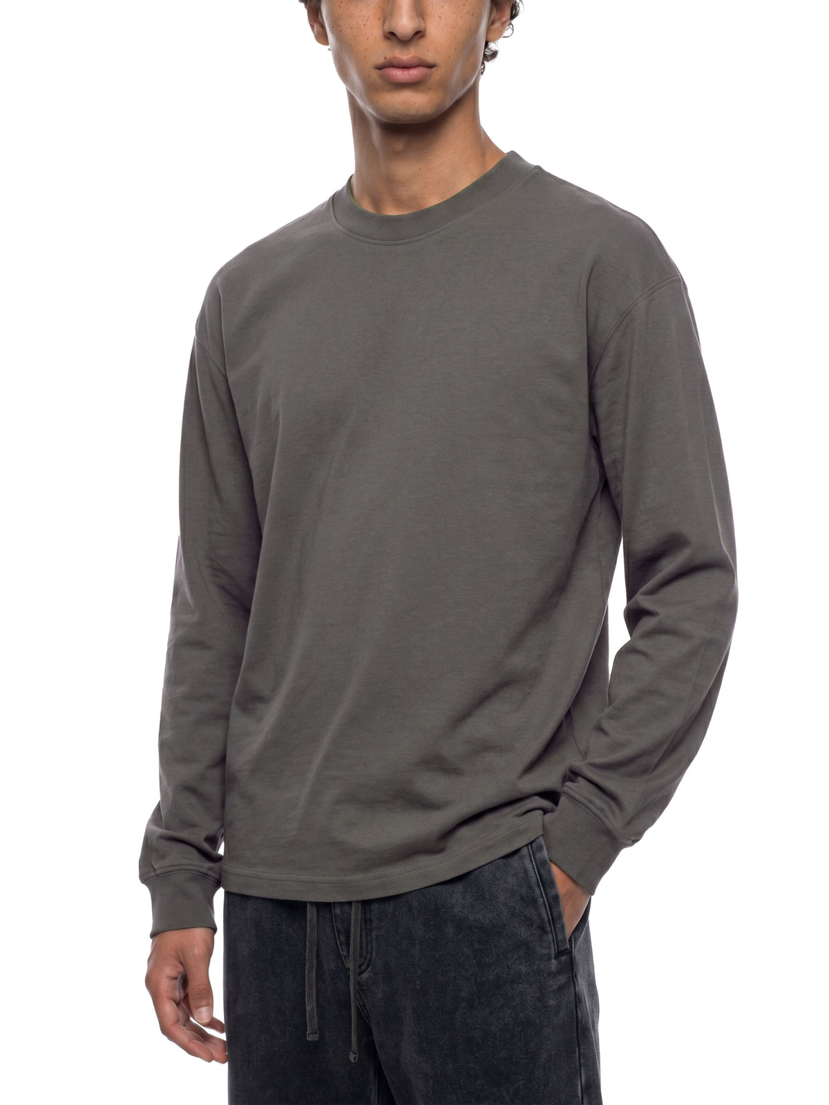 Longsleeve Crewneck Drop Shoulder – Nowrocky™ — odcień materiału w zbliżeniu