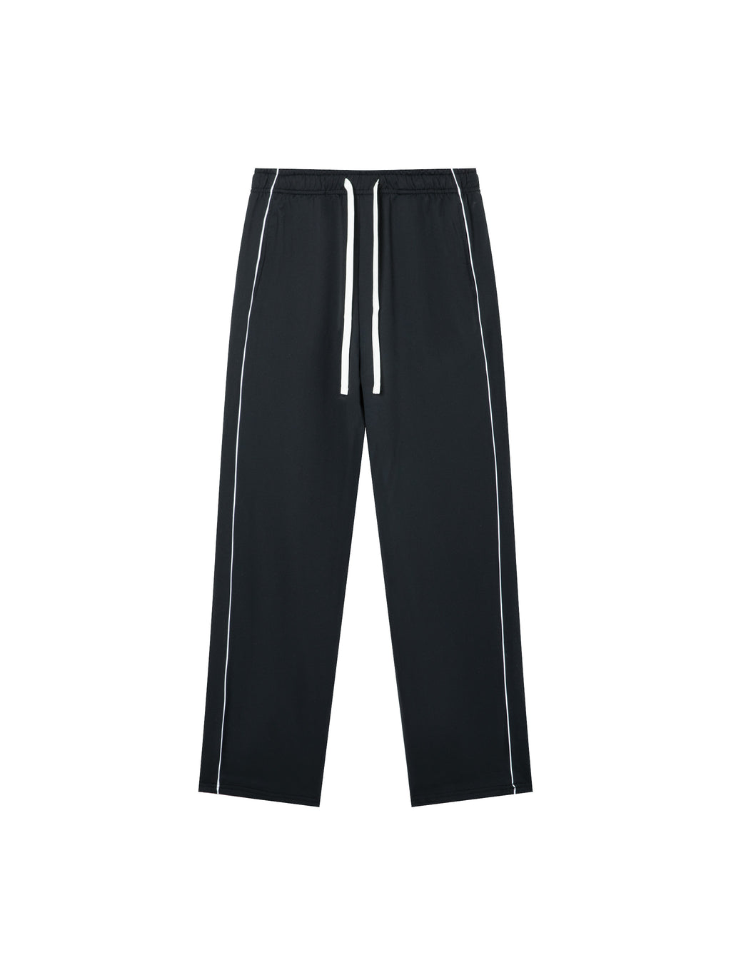 Spodnie Piping Straight Leg – Nowrocky™ — pas i sznurek ściągający z bliska