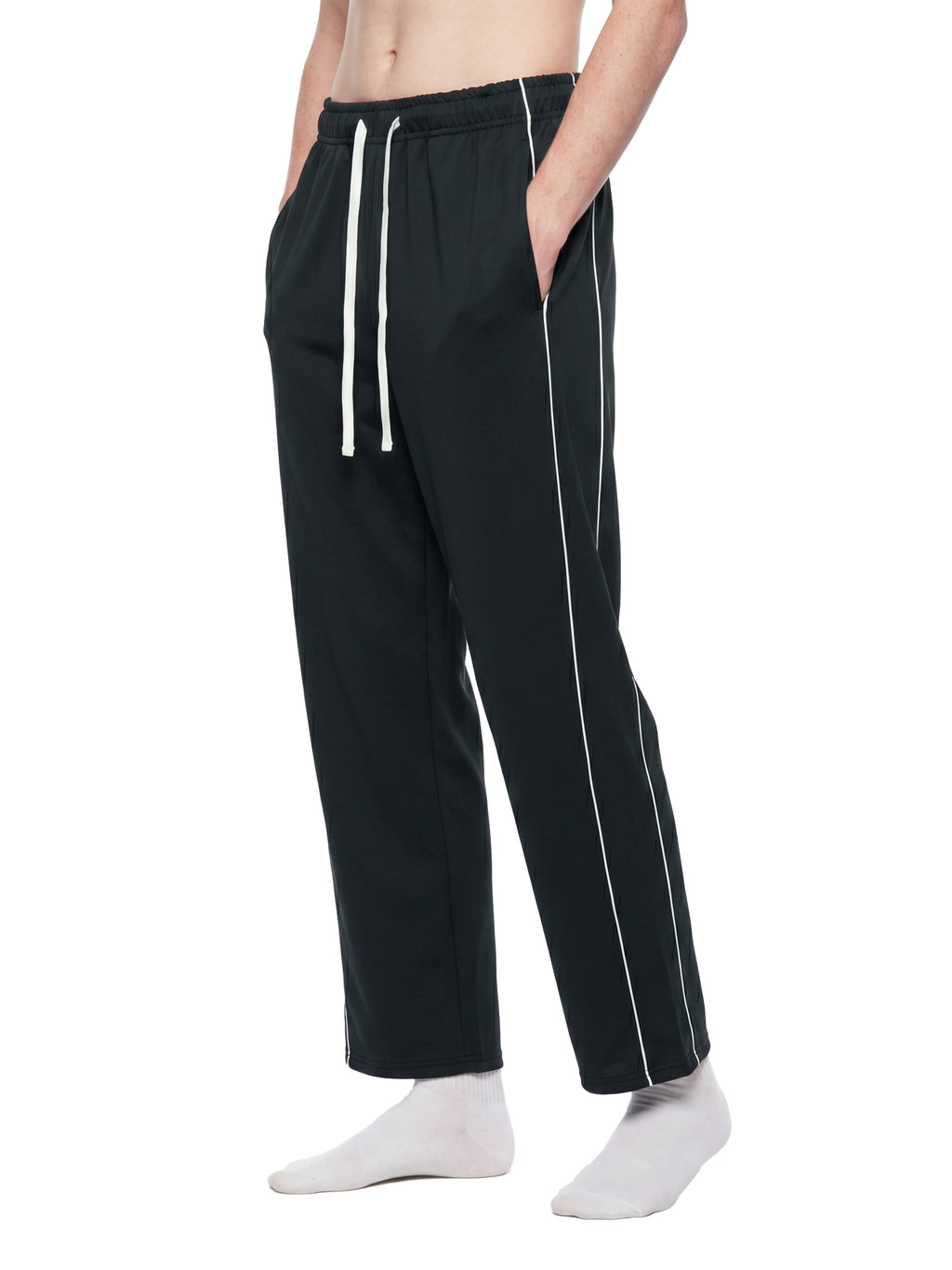 Spodnie Piping Straight Leg – Nowrocky™ — ujęcie z profilu, linia kroju