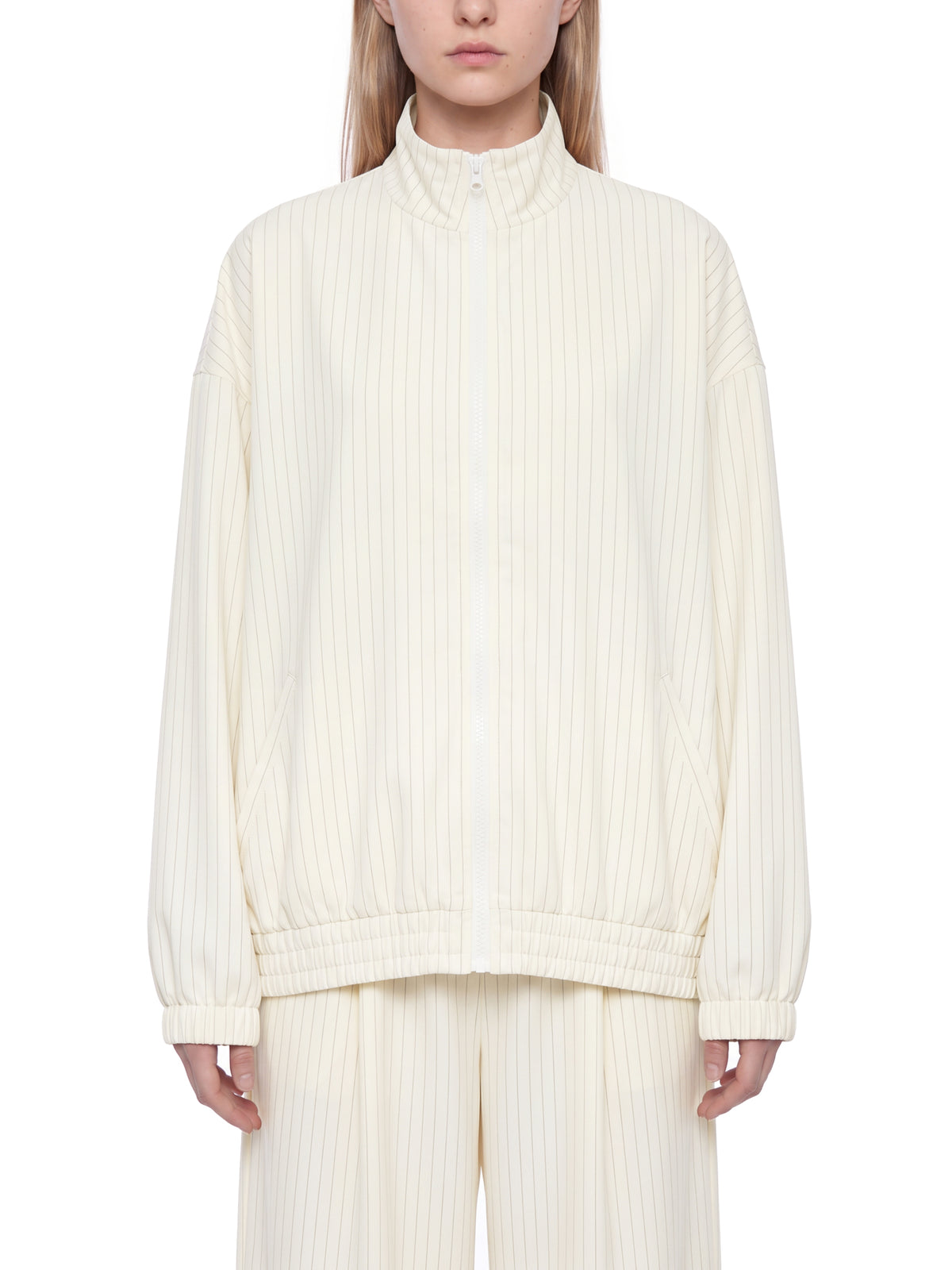 Kurtka Track Full Zip Pinstripe – Nowrocky™ — ujęcie z profilu, luźny krój