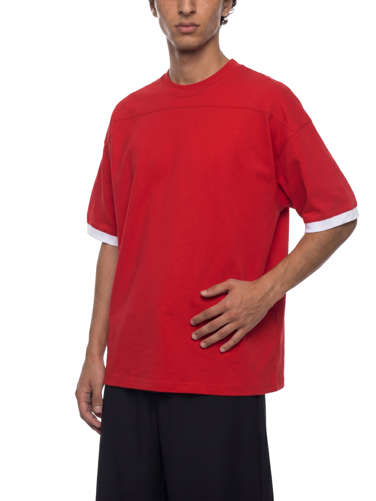 T-shirt Color Block Drop Shoulder – Nowrocky™ — dolna krawędź i szew boczny