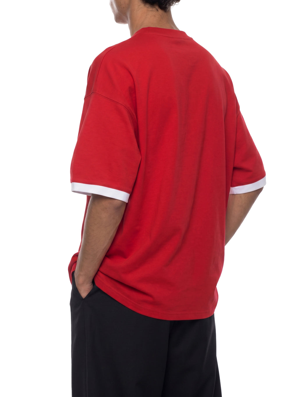 T-shirt Color Block Drop Shoulder – Nowrocky™ — układ na płasko, strona przednia