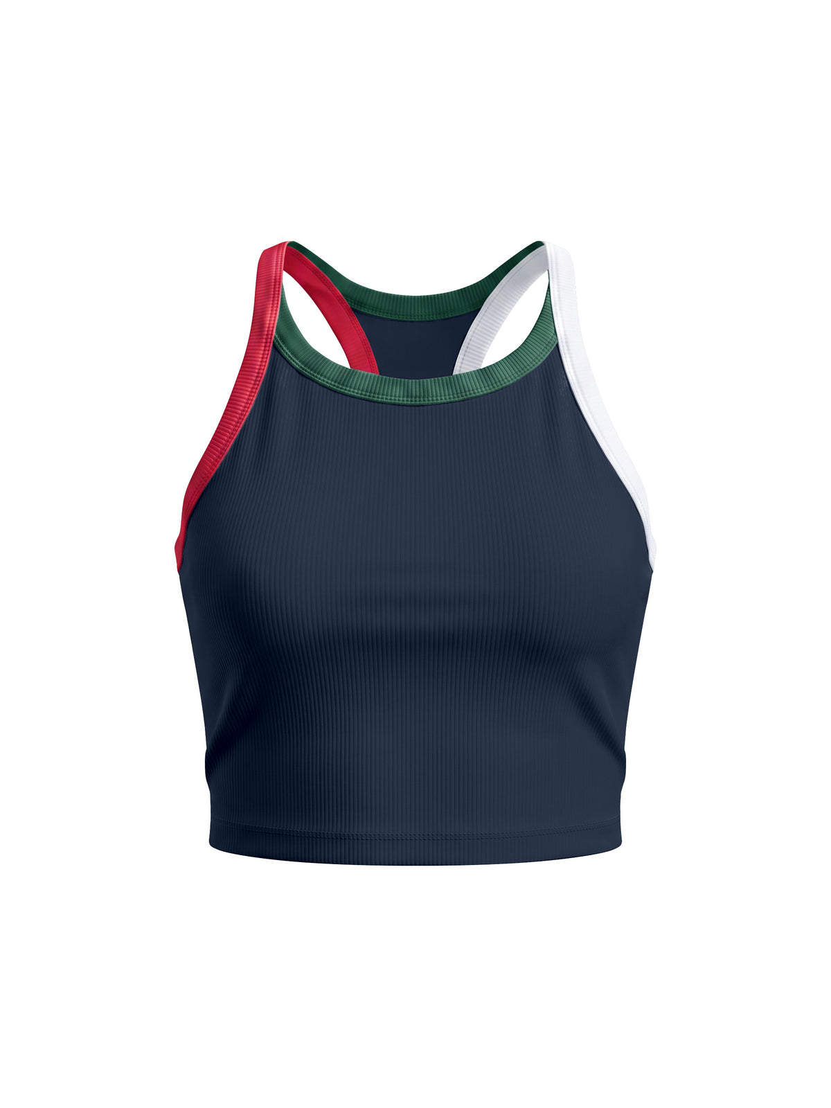Tank Top Color Block Prążkowany – Nowrocky™ — dekolt i wykończenie przy szyi