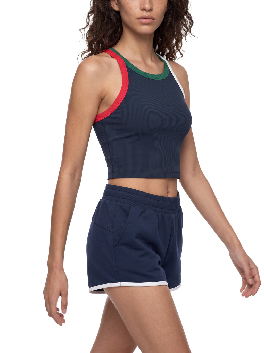 Tank Top Color Block Prążkowany – Nowrocky™ — detal szwu bocznego