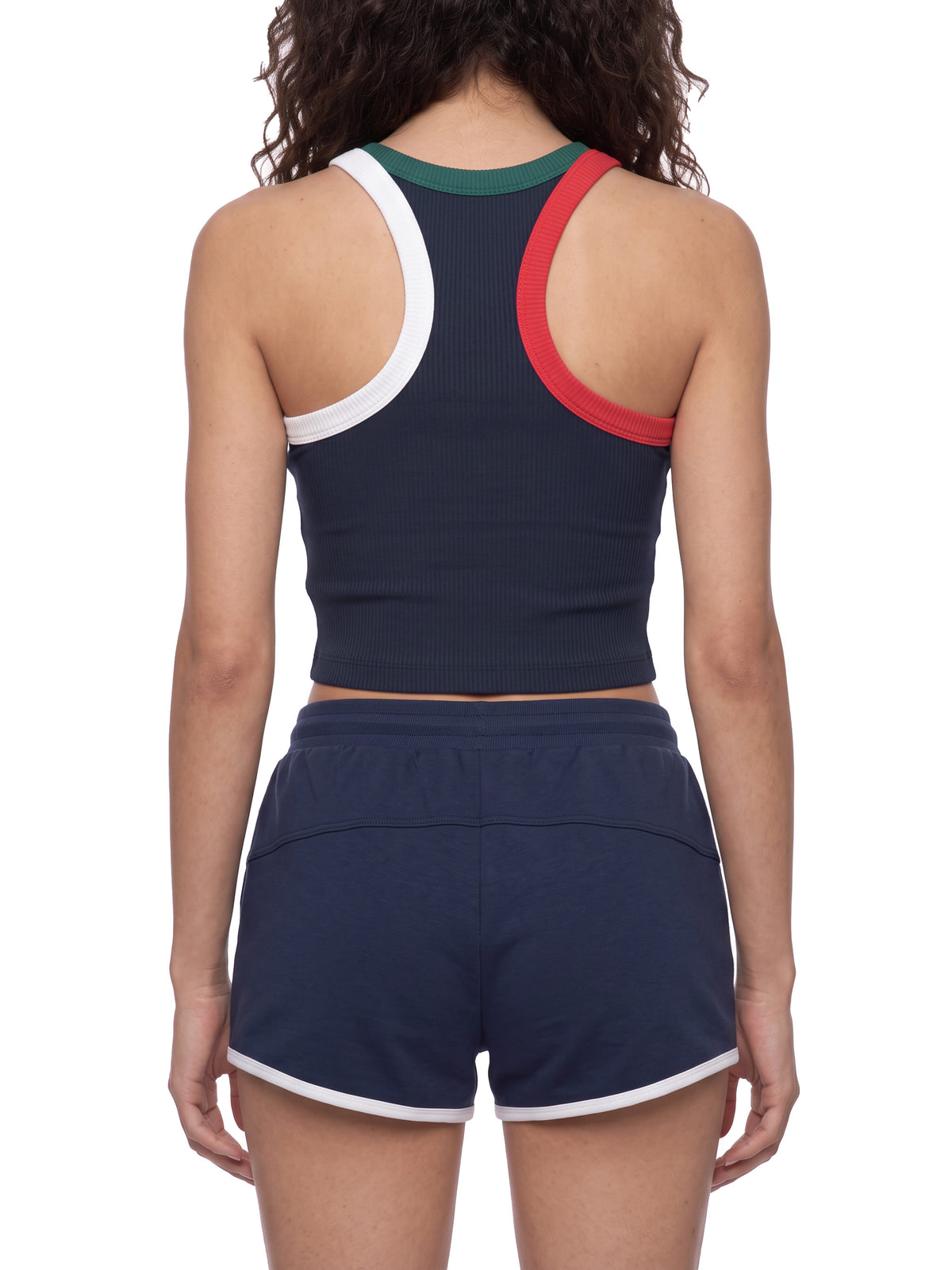 Tank Top Color Block Prążkowany – Nowrocky™ — ujęcie 3/4 sylwetki w ruchu