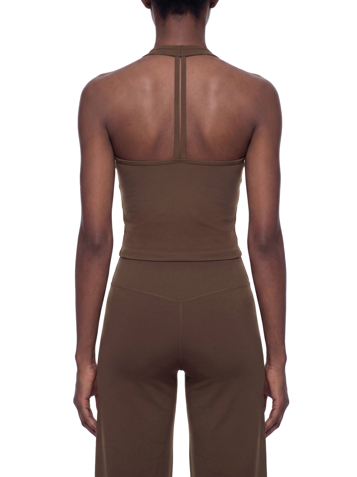 Tank Top Halter V-Neck Cropped – Nowrocky™ — ujęcie 3/4 sylwetki w ruchu