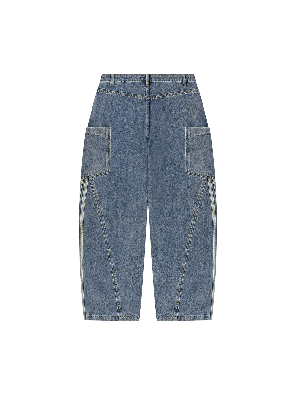 Jeansy Barrel Leg Vintage Wash – Nowrocky™ — pasek i szlufki w zbliżeniu