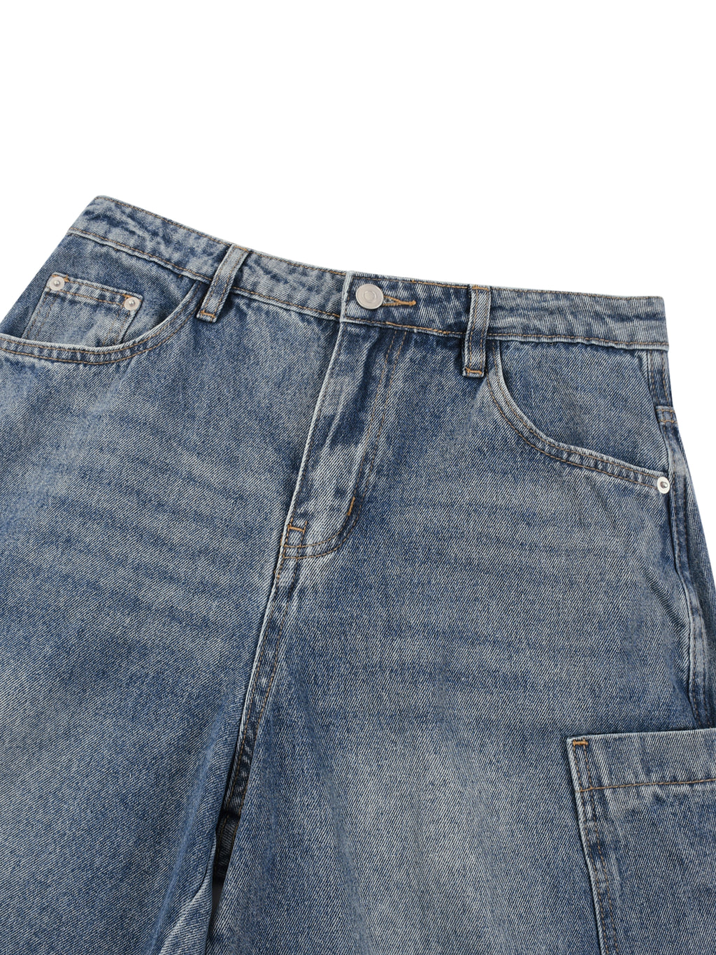 Jeansy Barrel Leg Vintage Wash – Nowrocky™ — faktura denimu w zbliżeniu