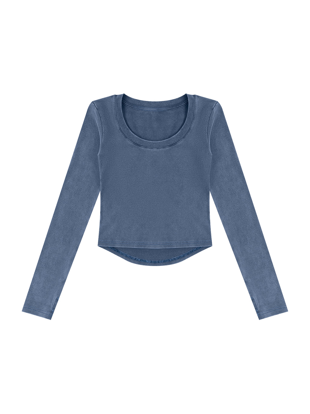 Longsleeve Crop Vintage Wash – Nowrocky™ — dolna krawędź kroju crop nad talią