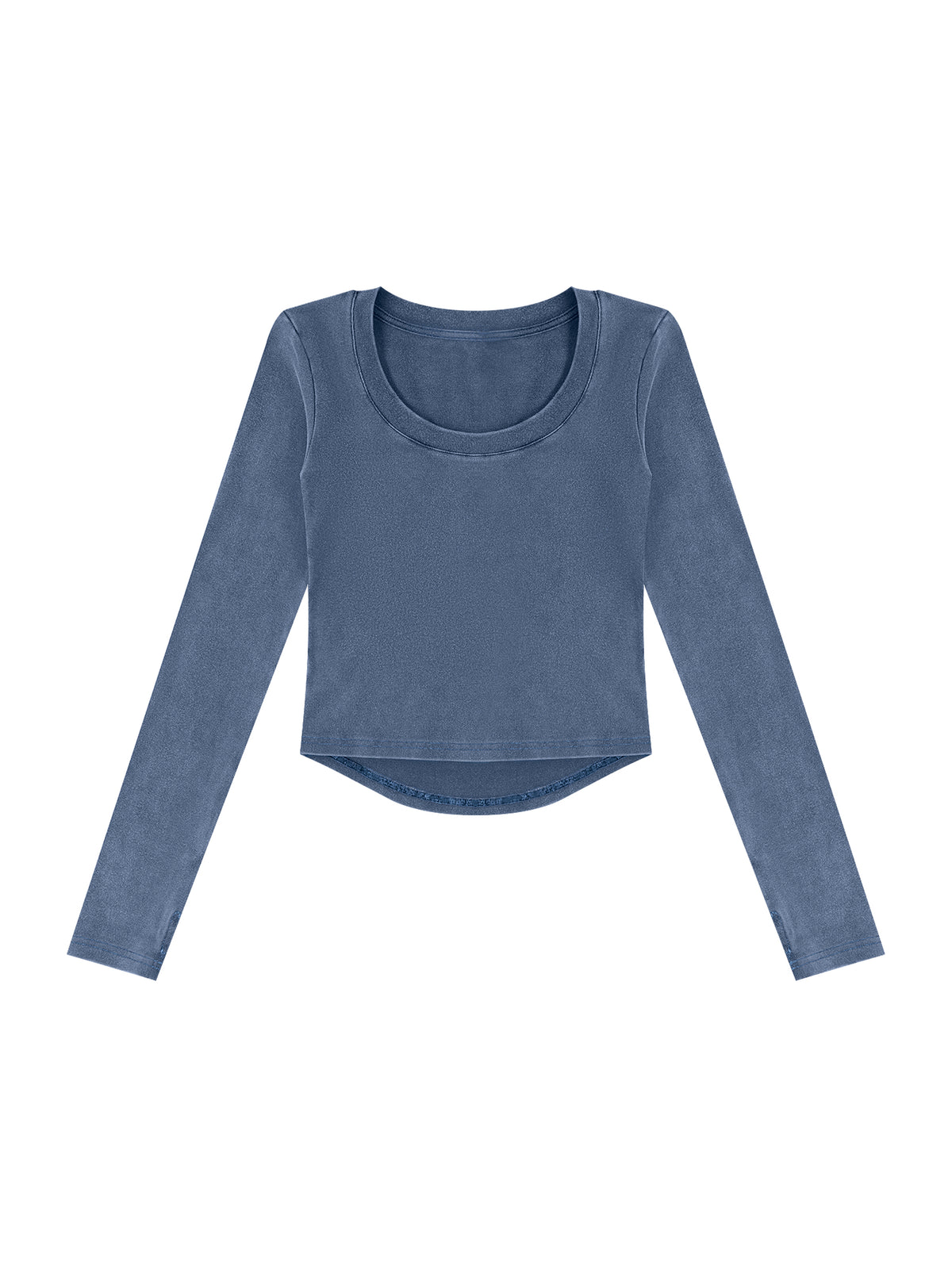 Longsleeve Crop Vintage Wash – Nowrocky™ — dolna krawędź kroju crop nad talią