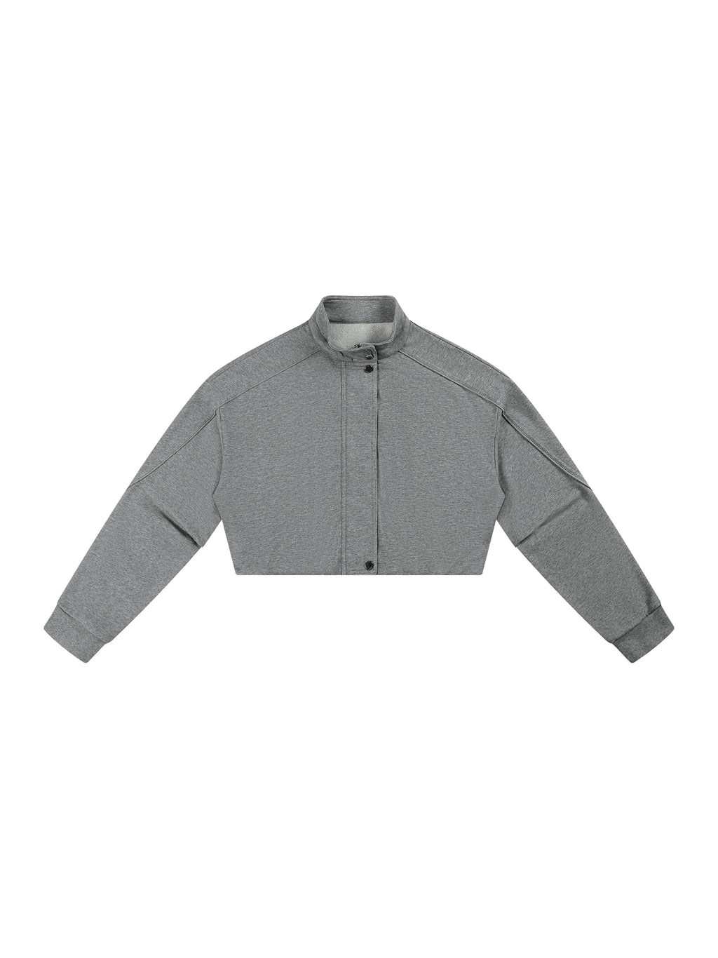 Kurtka Damska Cropped ze Stójką – Nowrocky™ — układ na płasko, całe ujęcie