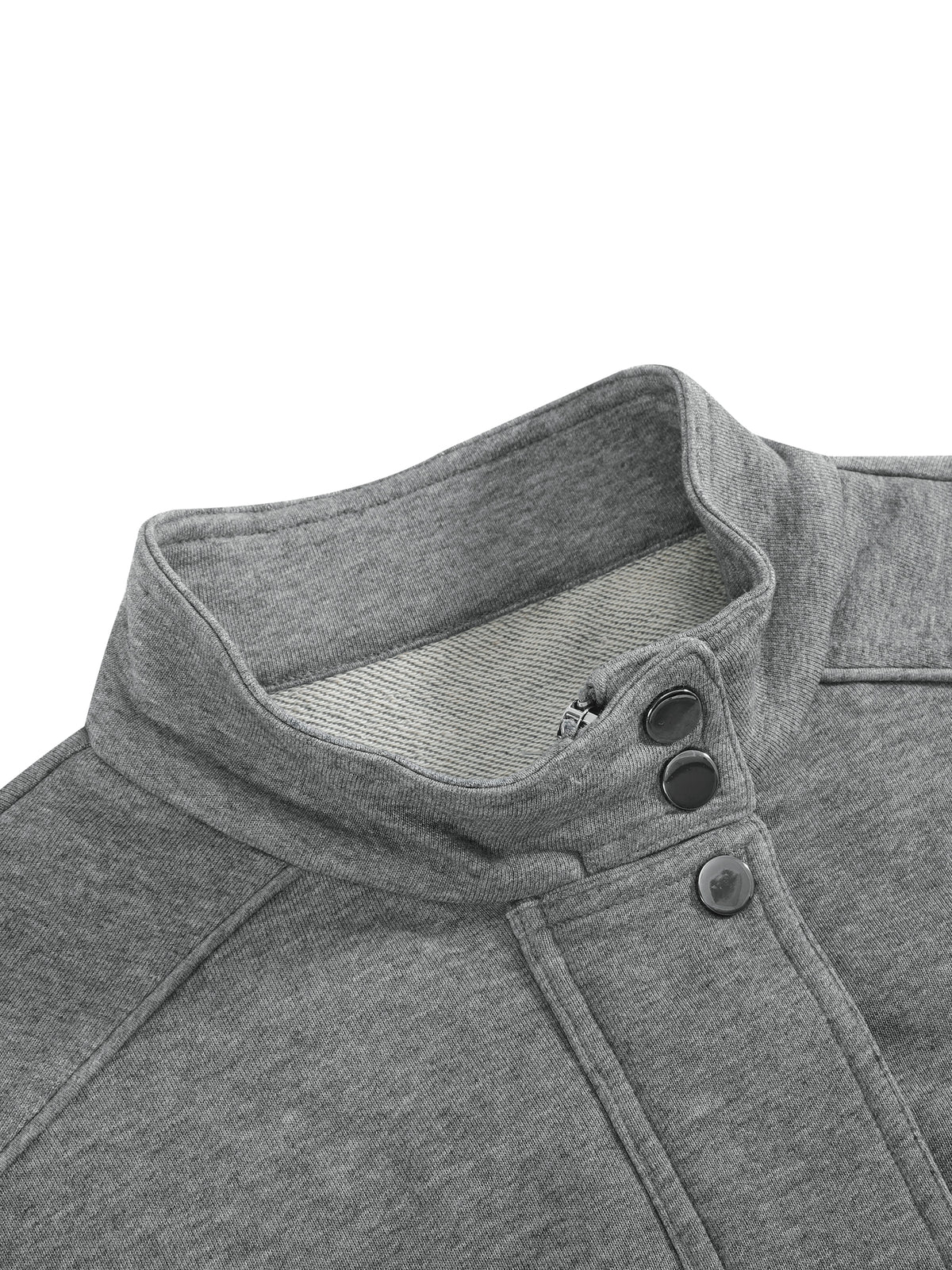 Kurtka Damska Cropped ze Stójką – Nowrocky™ — suwak i zaczep zamka z bliska