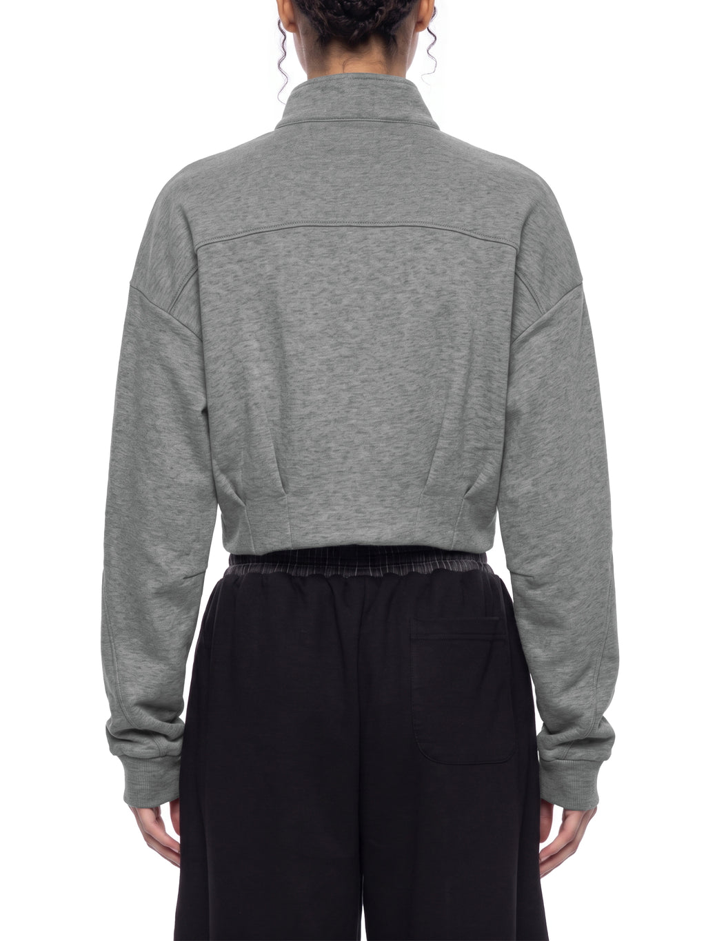 Kurtka Damska Cropped ze Stójką – Nowrocky™ — plecy modelki i linia ramion