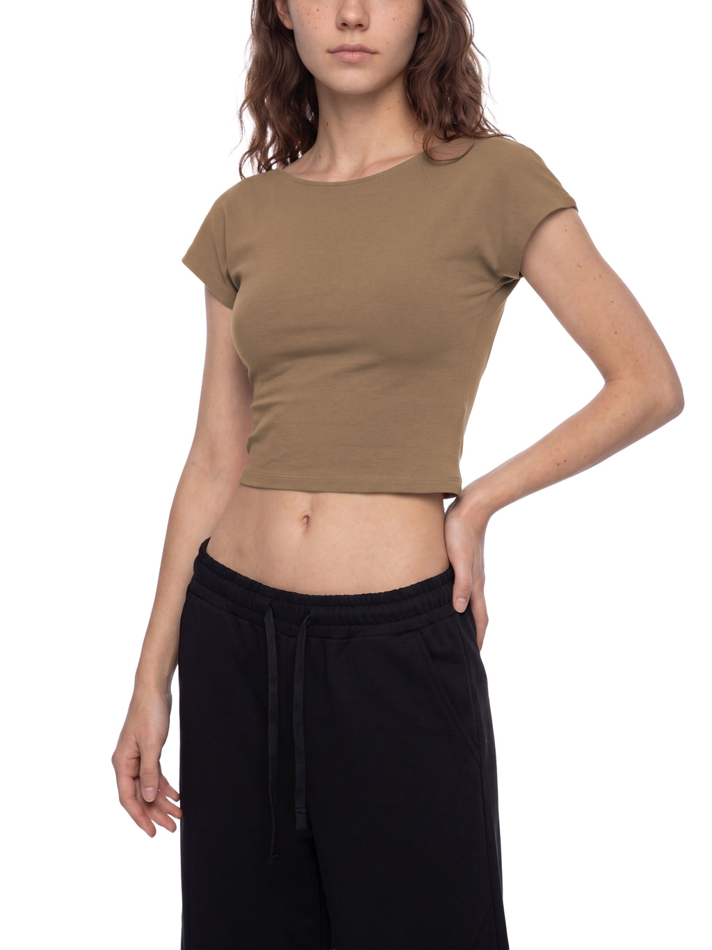 T-shirt Crop Open Back – Nowrocky™ — plecy i linia ramion z bliska