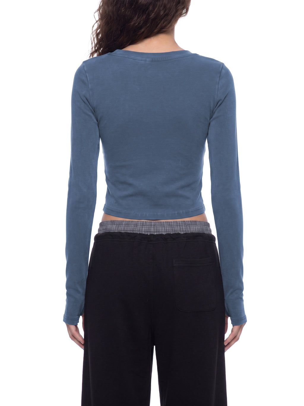 Longsleeve Crop Vintage Wash – Nowrocky™ — faktura bawełny po praniu