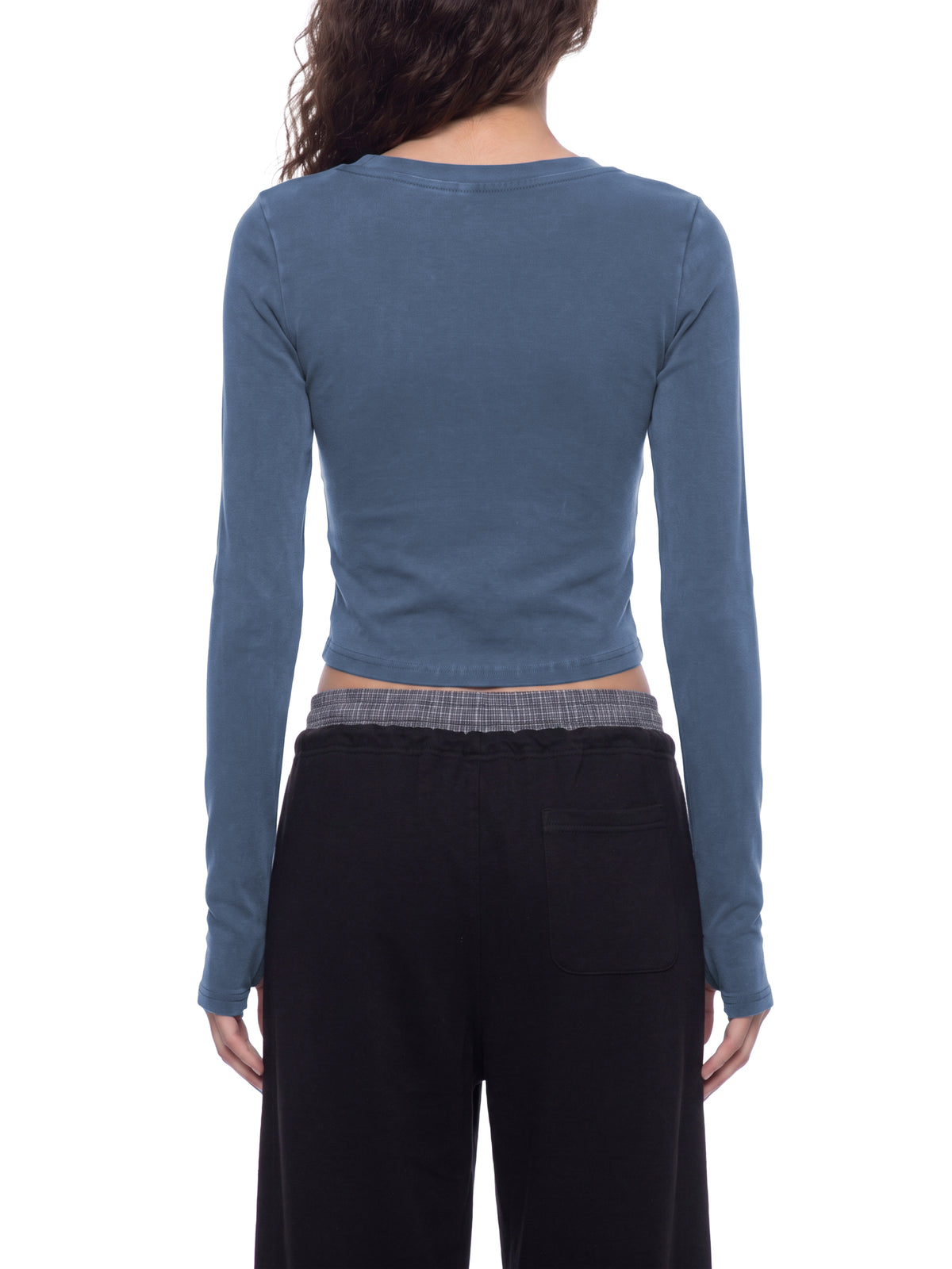 Longsleeve Crop Vintage Wash – Nowrocky™ — faktura bawełny po praniu